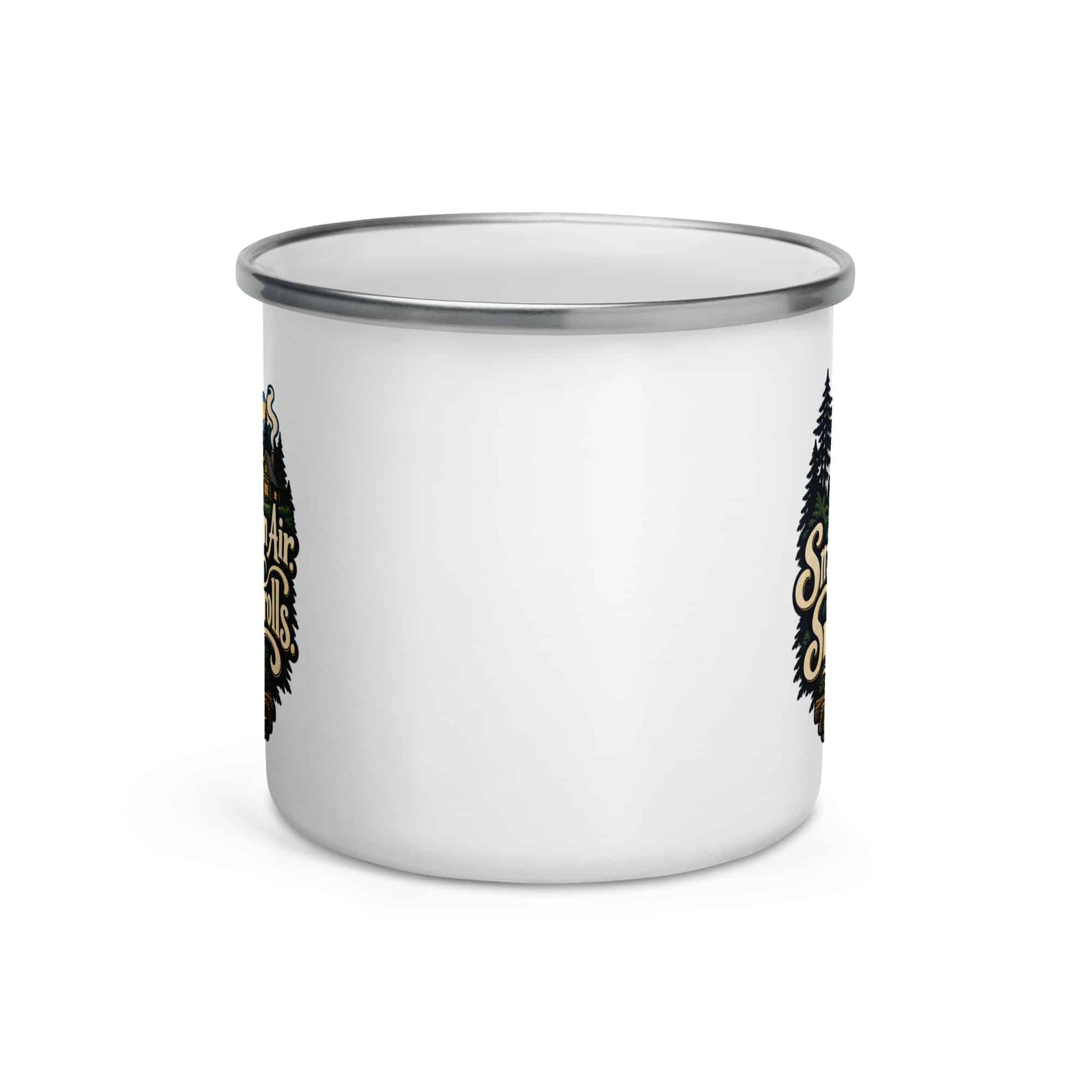 Gatlinburg and the Smokies Enamel Camp Mug: Smoky Mountain Air. Small-Town Strolls, Woodland Scenic Lettering