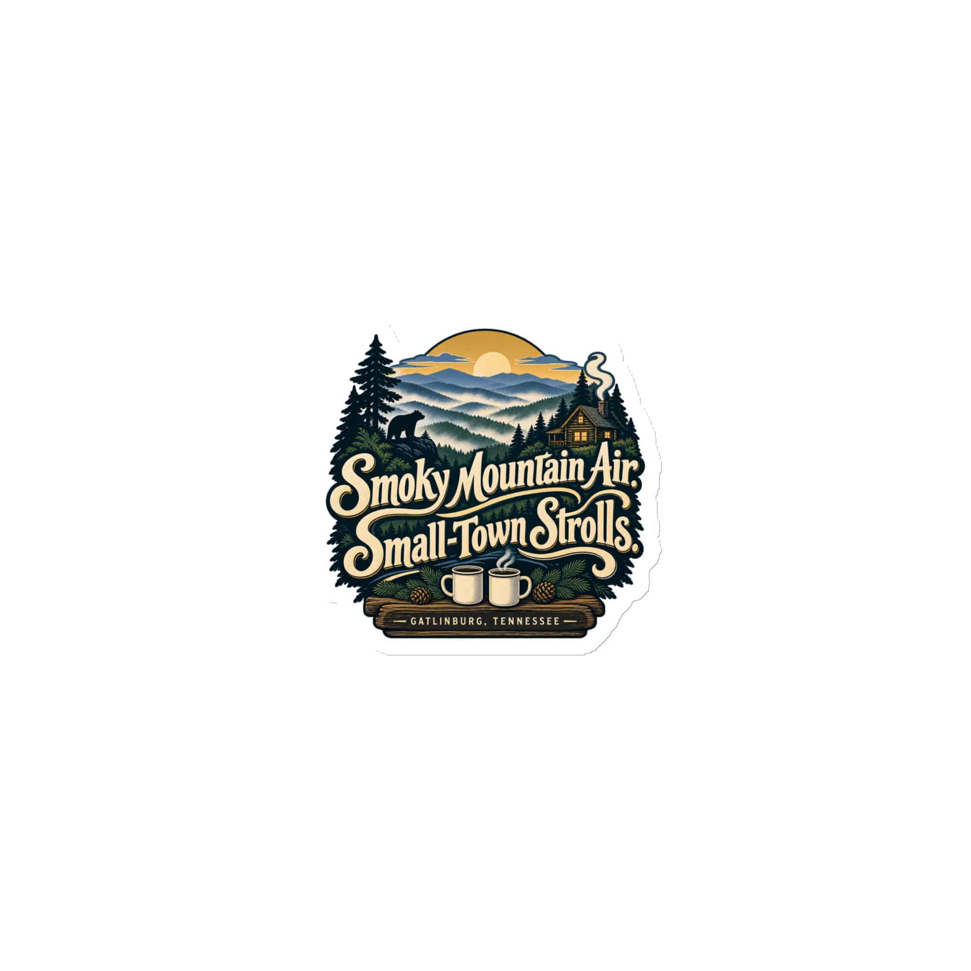 Gatlinburg and the Smokies Die-Cut Magnet: Smoky Mountain Air. Small-Town Strolls, Woodland Scenic Lettering