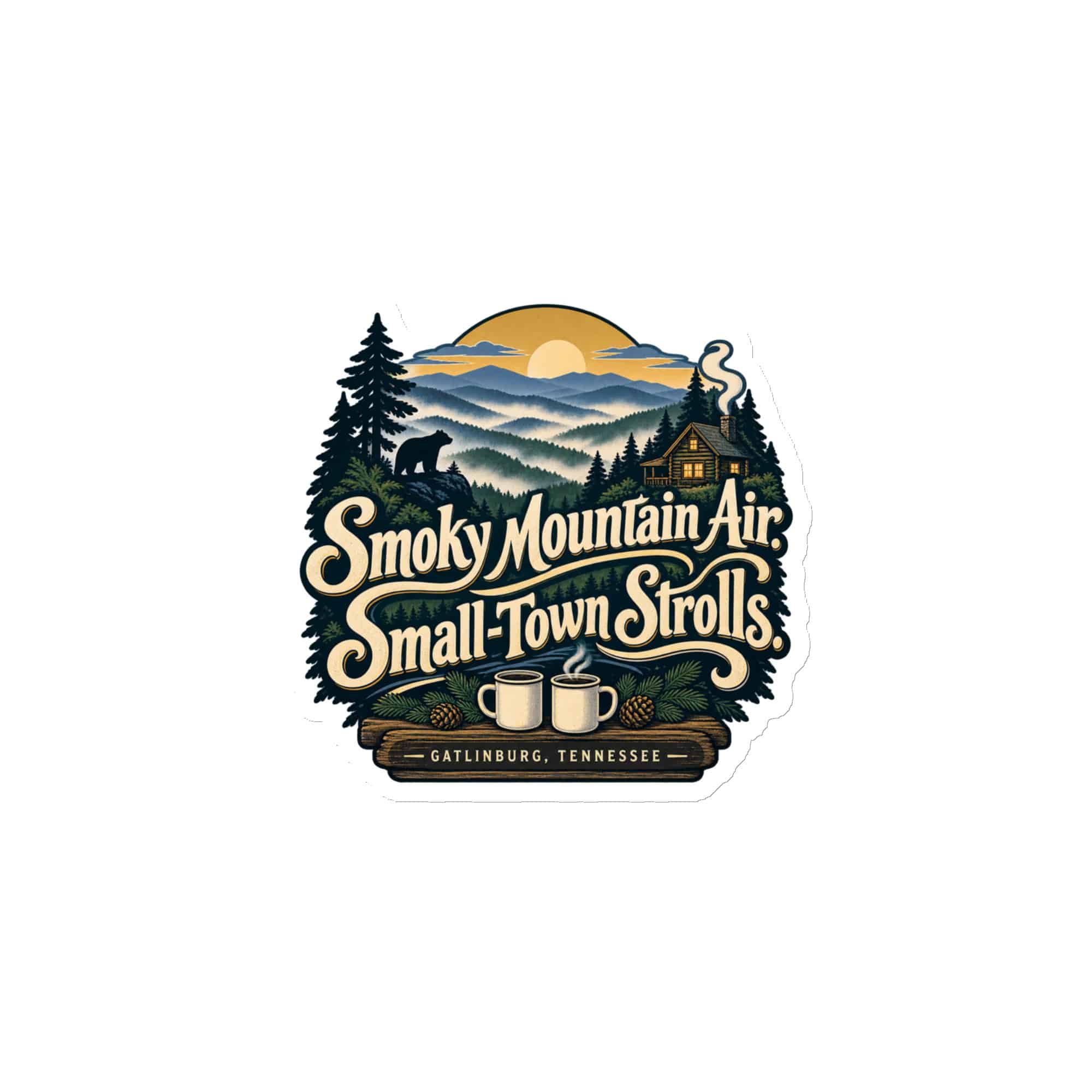 Gatlinburg and the Smokies Die-Cut Magnet: Smoky Mountain Air. Small-Town Strolls, Woodland Scenic Lettering