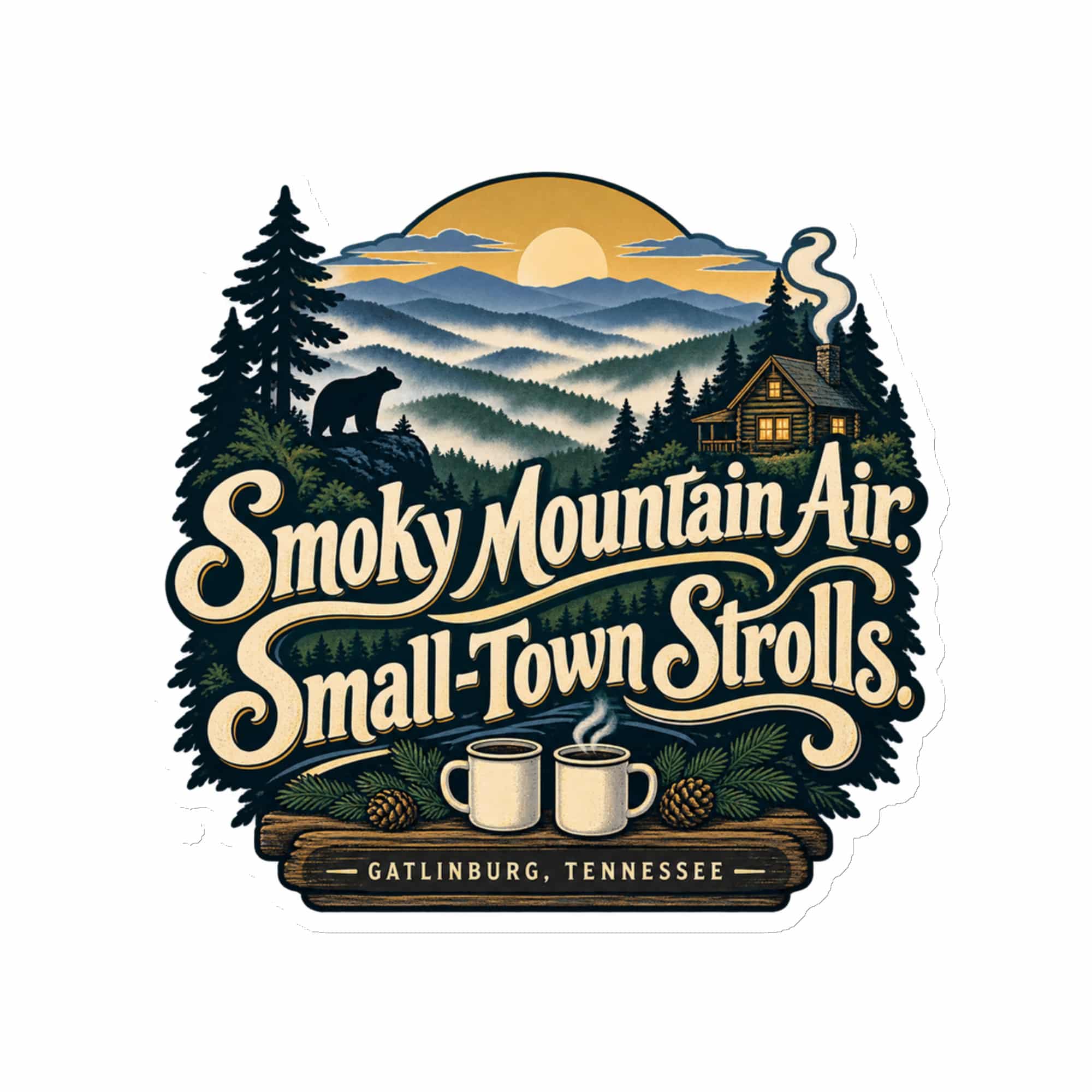 Gatlinburg and the Smokies Die-Cut Magnet: Smoky Mountain Air. Small-Town Strolls, Woodland Scenic Lettering