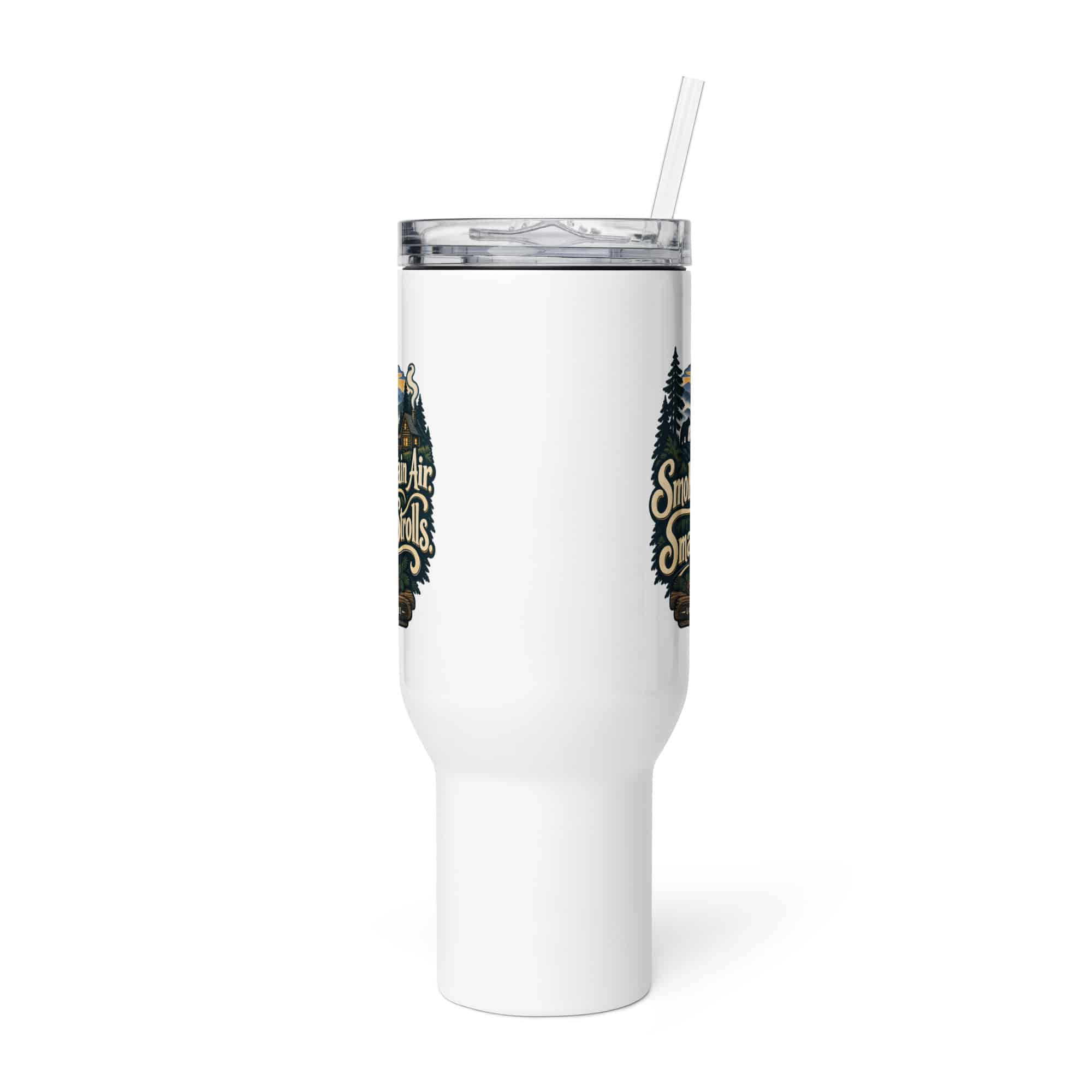 Gatlinburg and the Smokies Travel Mug: Smoky Mountain Air. Small-Town Strolls, Woodland Scenic Lettering