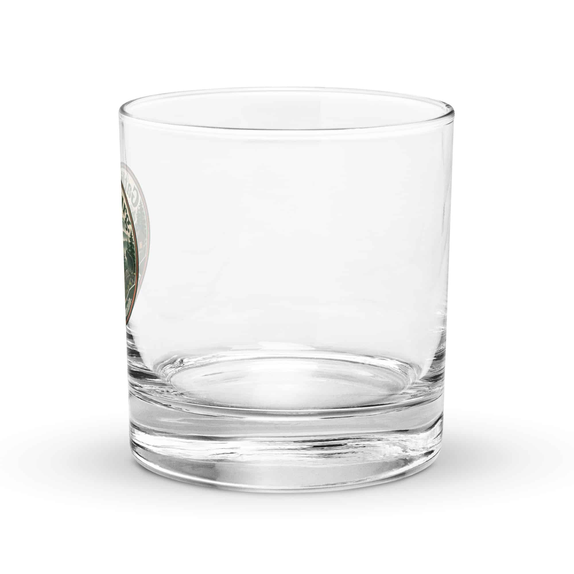 Gatlinburg and the Smokies Rocks Glass: Gatlinburg. Less Hurry, More Mountain, Vintage Round Badge