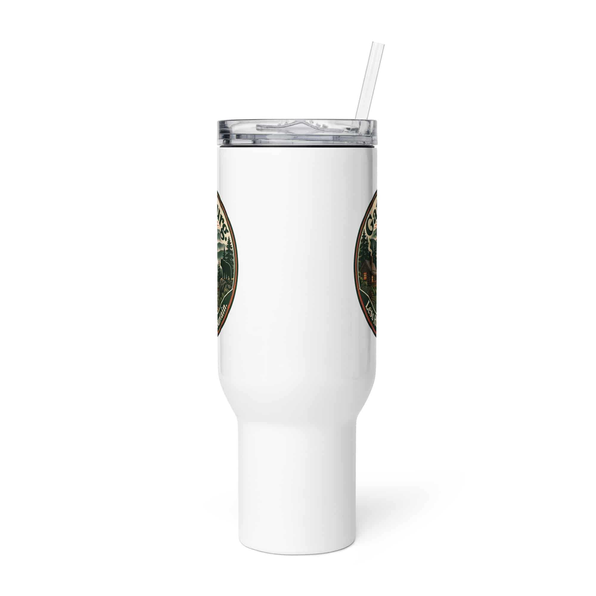 Gatlinburg and the Smokies Travel Mug: Gatlinburg. Less Hurry, More Mountain, Vintage Round Badge