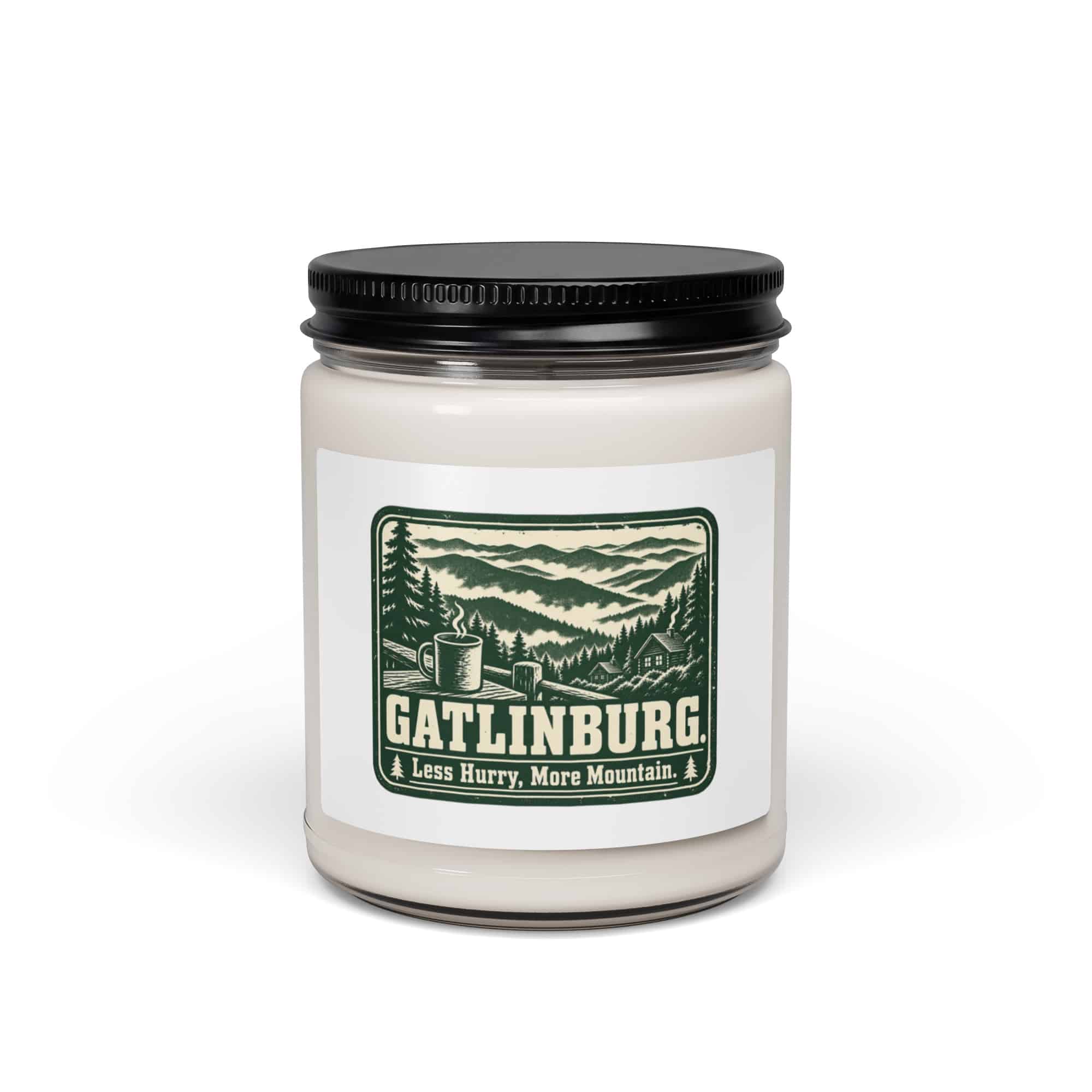 Gatlinburg and the Smokies Soy Wax Candle: Gatlinburg. Less Hurry, More Mountain, Forest Ink Stamp
