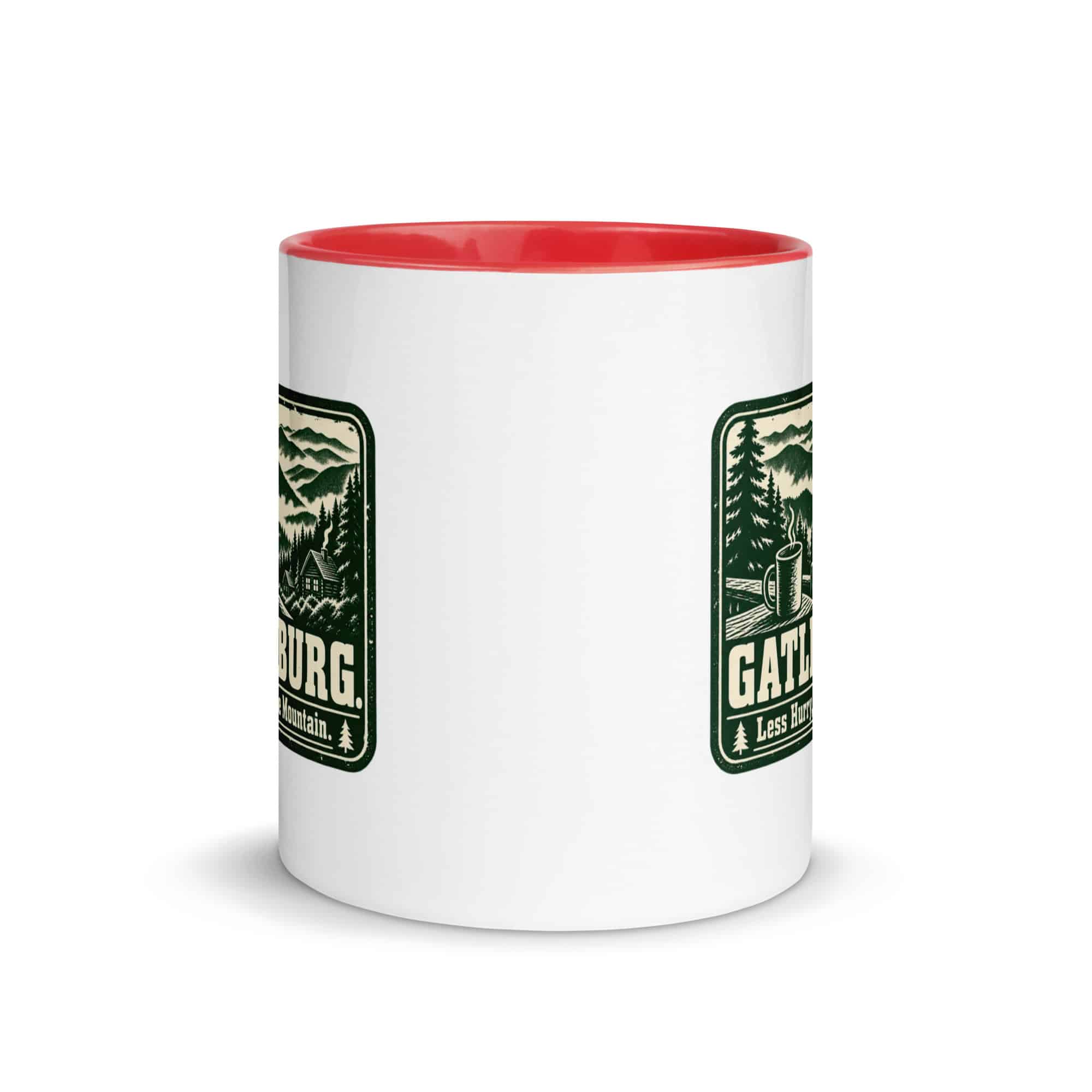 Gatlinburg and the Smokies Color Inside Coffee Mug: Gatlinburg. Less Hurry, More Mountain, Forest Ink Stamp