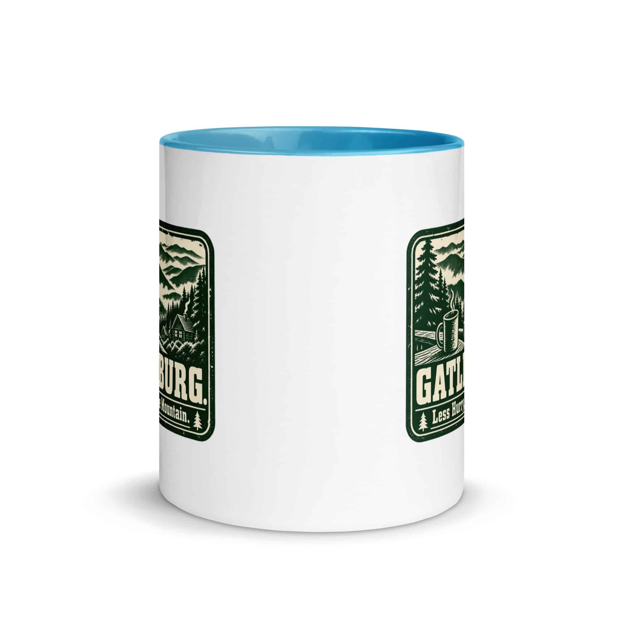 Gatlinburg and the Smokies Color Inside Coffee Mug: Gatlinburg. Less Hurry, More Mountain, Forest Ink Stamp