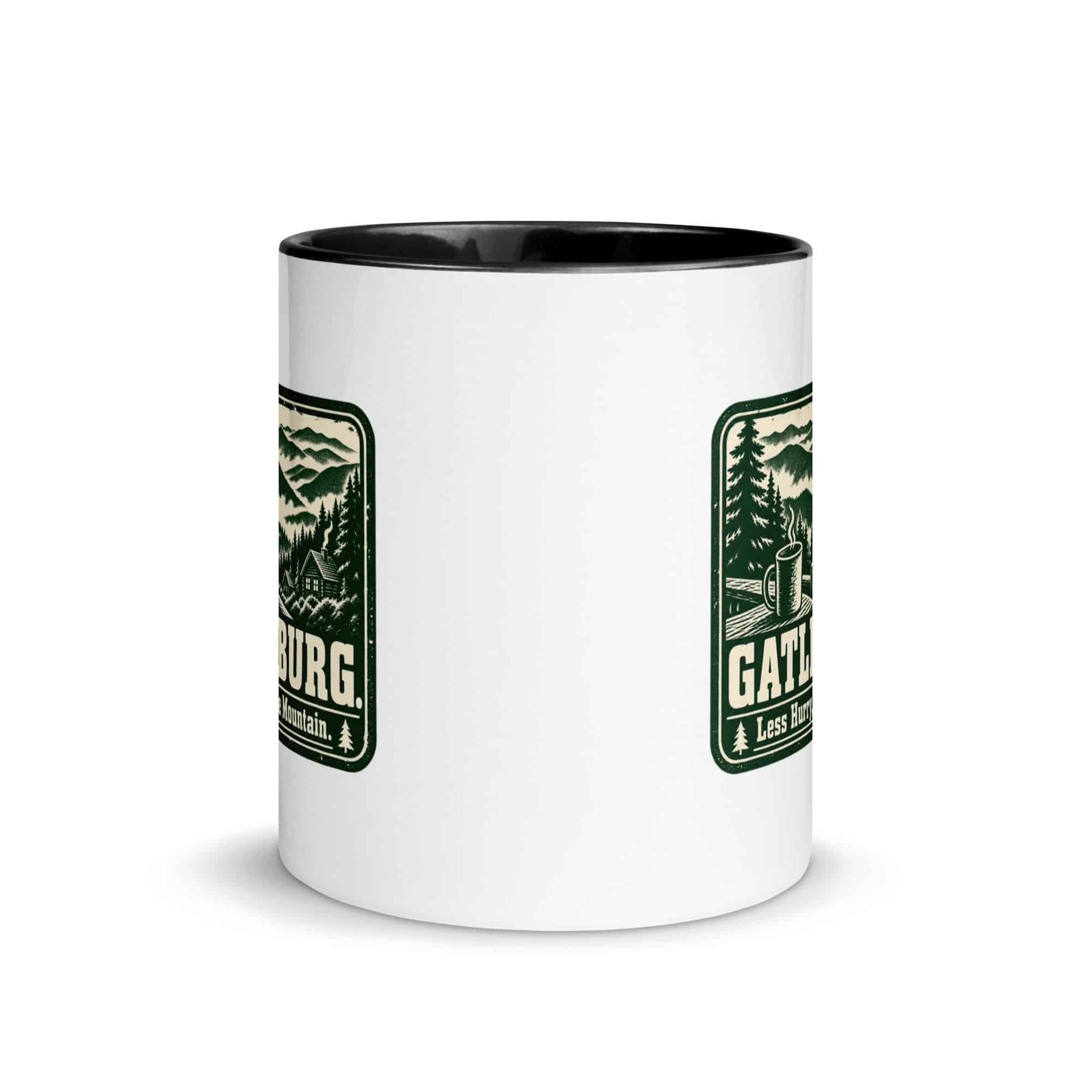 Gatlinburg and the Smokies Color Inside Coffee Mug: Gatlinburg. Less Hurry, More Mountain, Forest Ink Stamp