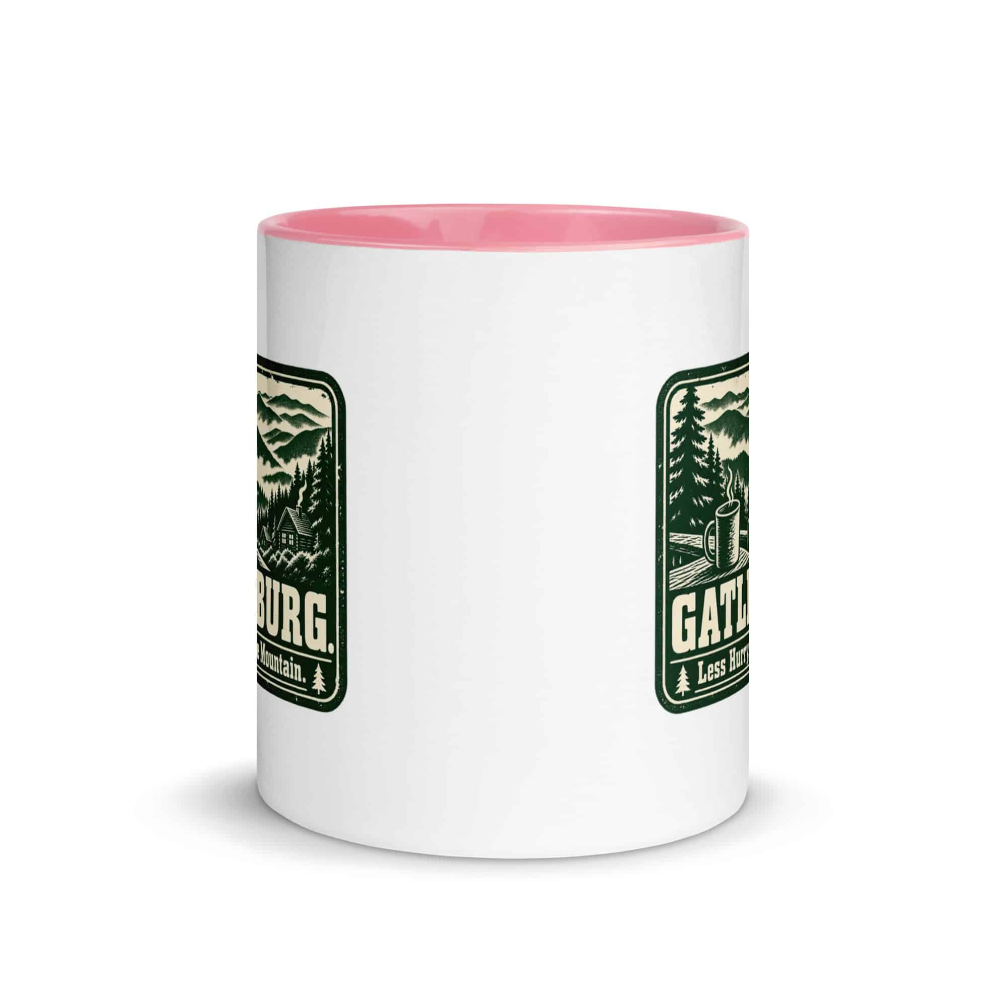 Gatlinburg and the Smokies Color Inside Coffee Mug: Gatlinburg. Less Hurry, More Mountain, Forest Ink Stamp