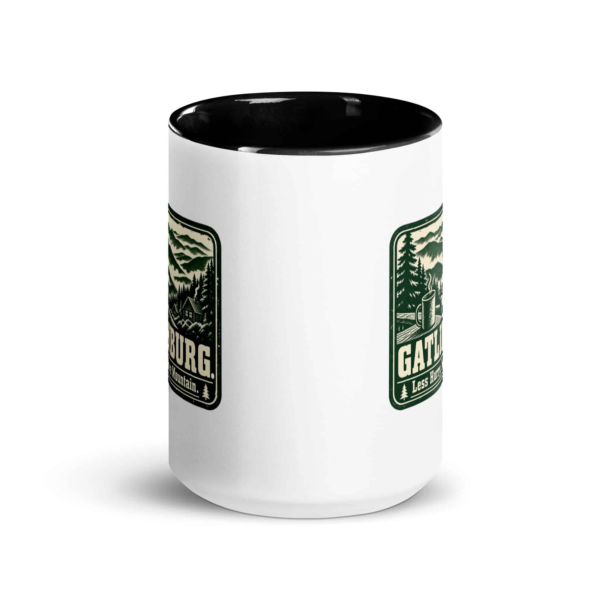 Gatlinburg and the Smokies Color Inside Coffee Mug: Gatlinburg. Less Hurry, More Mountain, Forest Ink Stamp