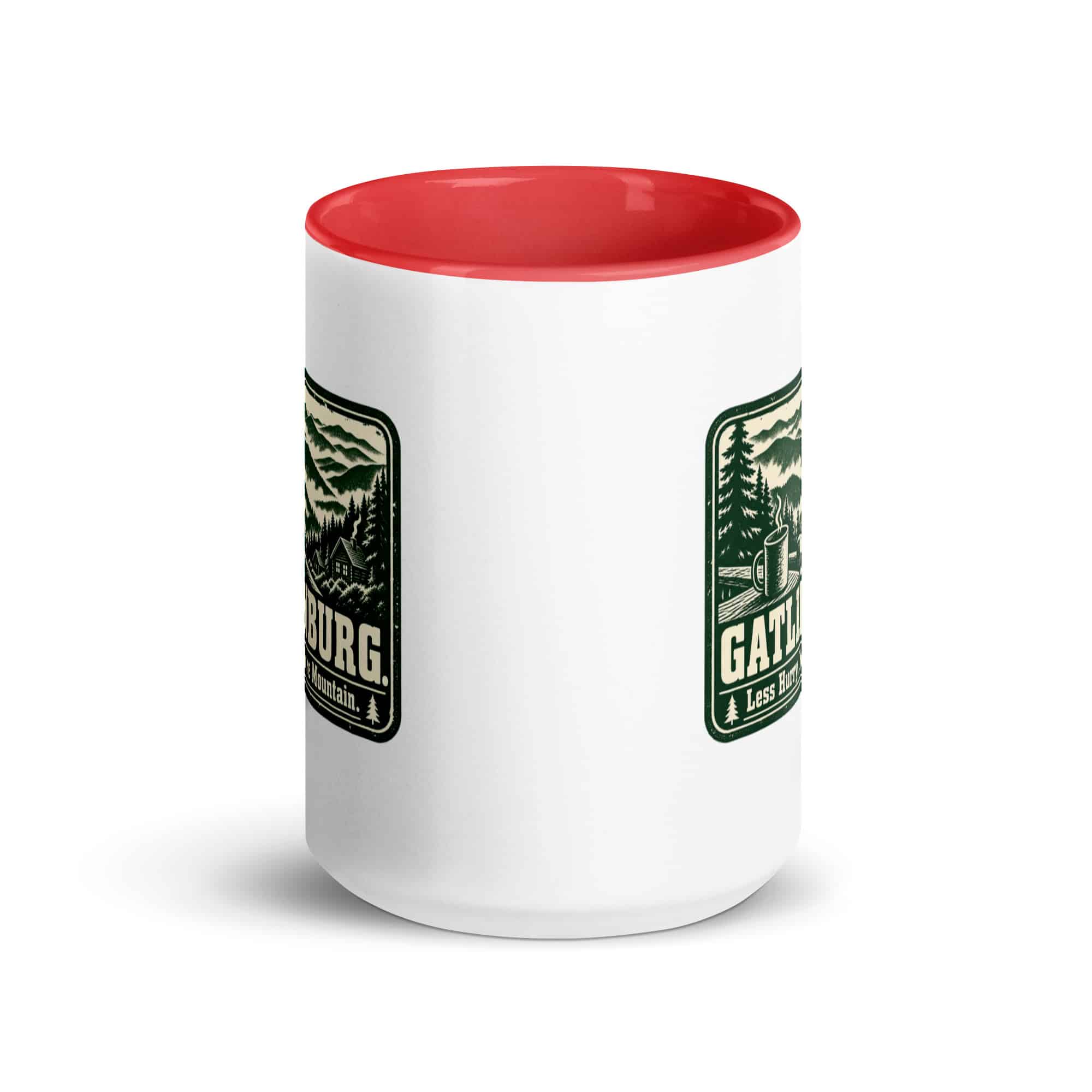 Gatlinburg and the Smokies Color Inside Coffee Mug: Gatlinburg. Less Hurry, More Mountain, Forest Ink Stamp