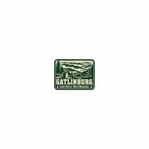 Gatlinburg and the Smokies Die-Cut Magnet: Gatlinburg. Less Hurry, More Mountain, Forest Ink Stamp - 3″×3″ - Main