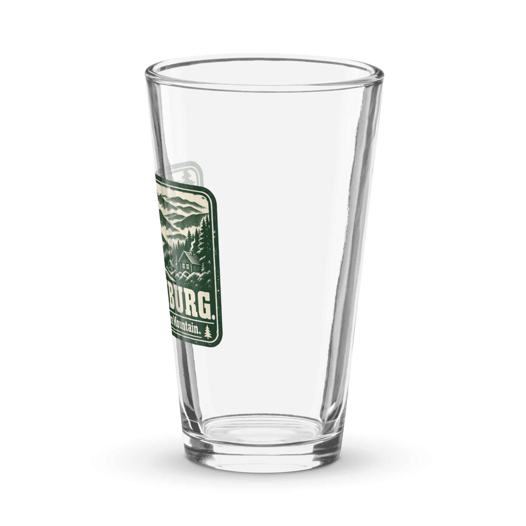 Gatlinburg and the Smokies Pint Glass: Gatlinburg. Less Hurry, More Mountain, Forest Ink Stamp
