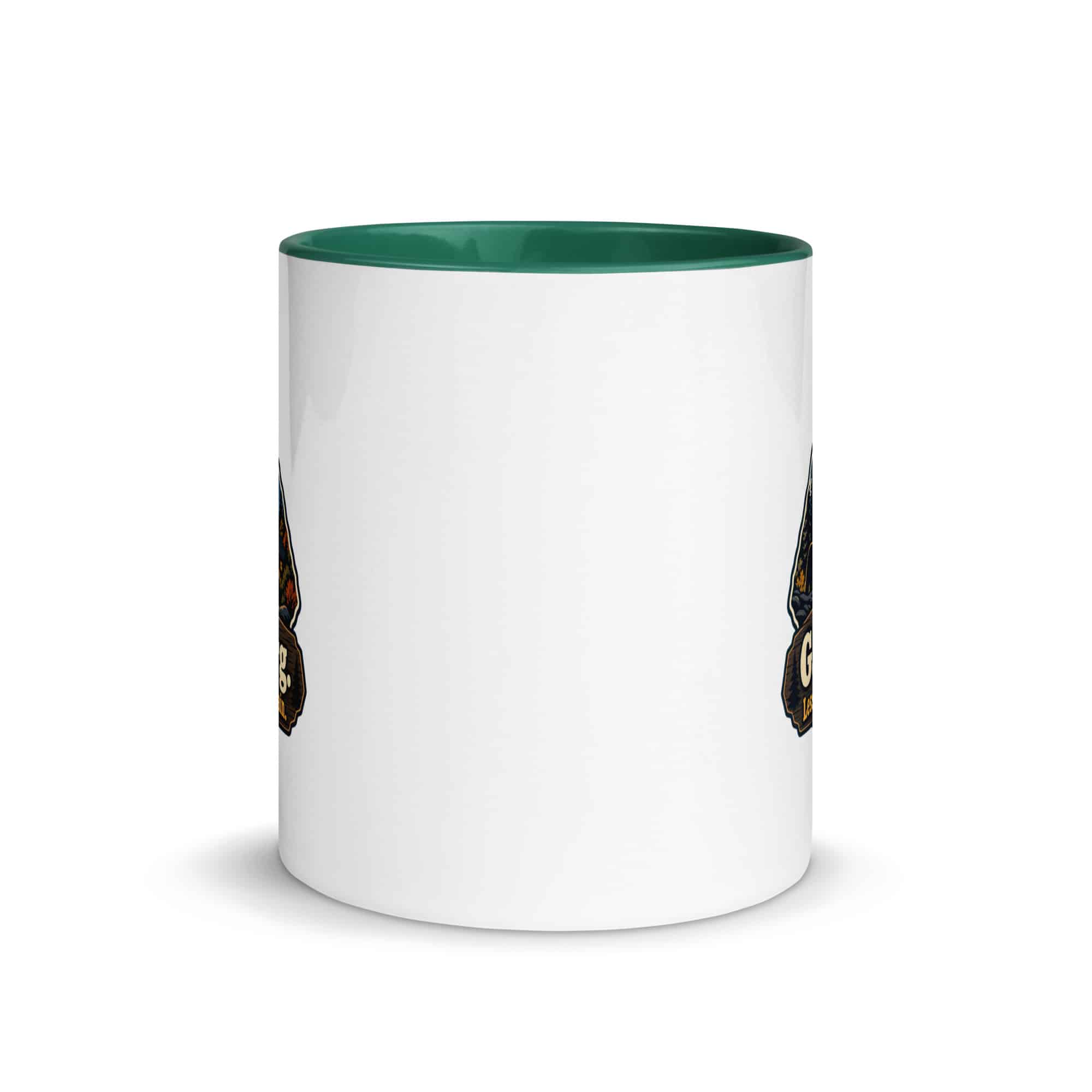 Gatlinburg and the Smokies Color Inside Coffee Mug: Gatlinburg. Less Hurry, More Mountain, Scenic Shield Badge