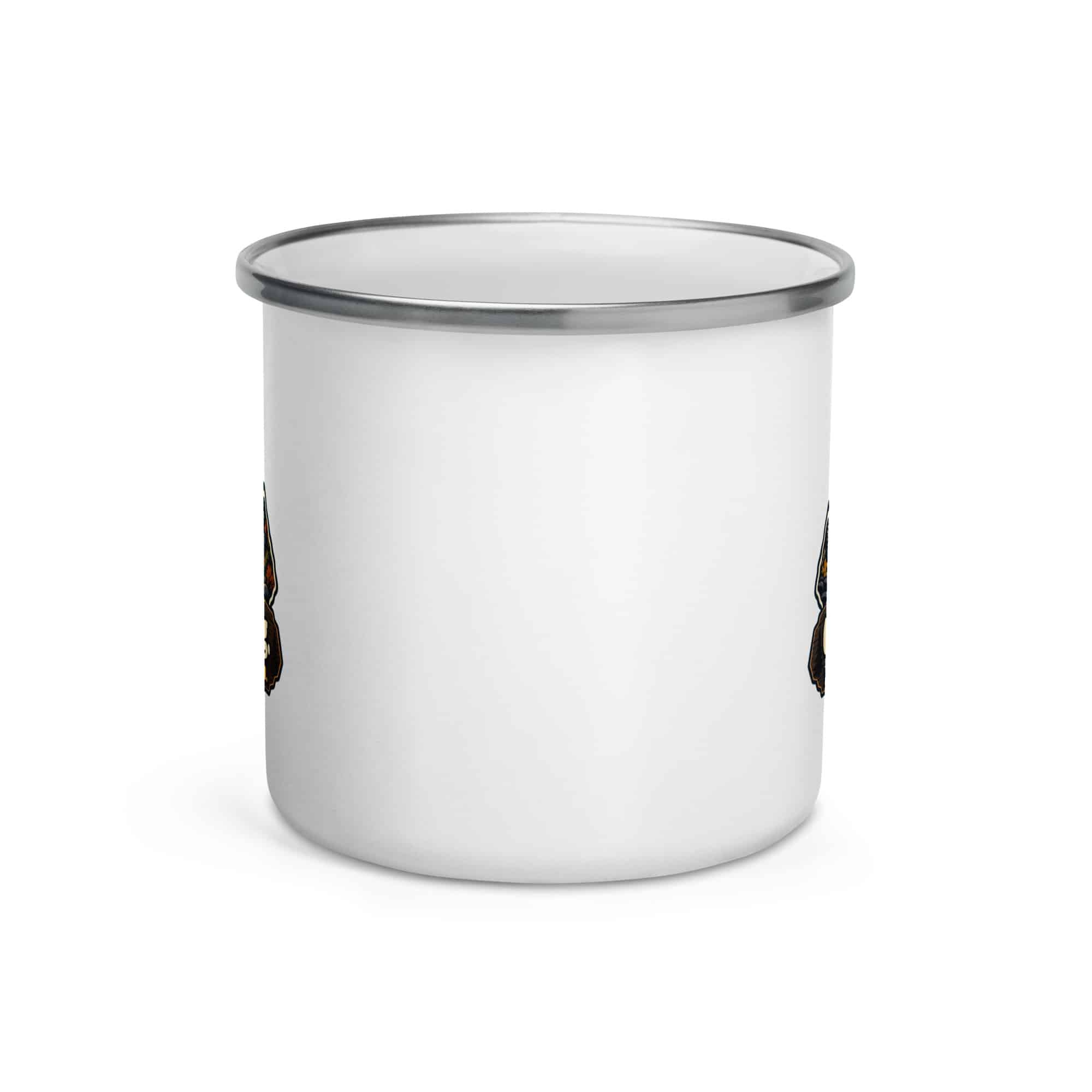 Gatlinburg and the Smokies Enamel Camp Mug: Gatlinburg. Less Hurry, More Mountain, Scenic Shield Badge