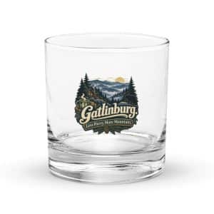 Gatlinburg and the Smokies Rocks Glass: Gatlinburg. Less Hurry, More Mountain, Woodland Scenic Lettering - 10.5 oz - Main
