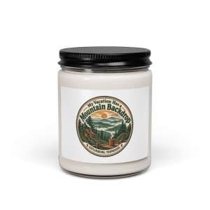 Gatlinburg and the Smokies Soy Wax Candle: My Vacation Has a Mountain Backdrop, Vintage Round Badge - 9oz - Main