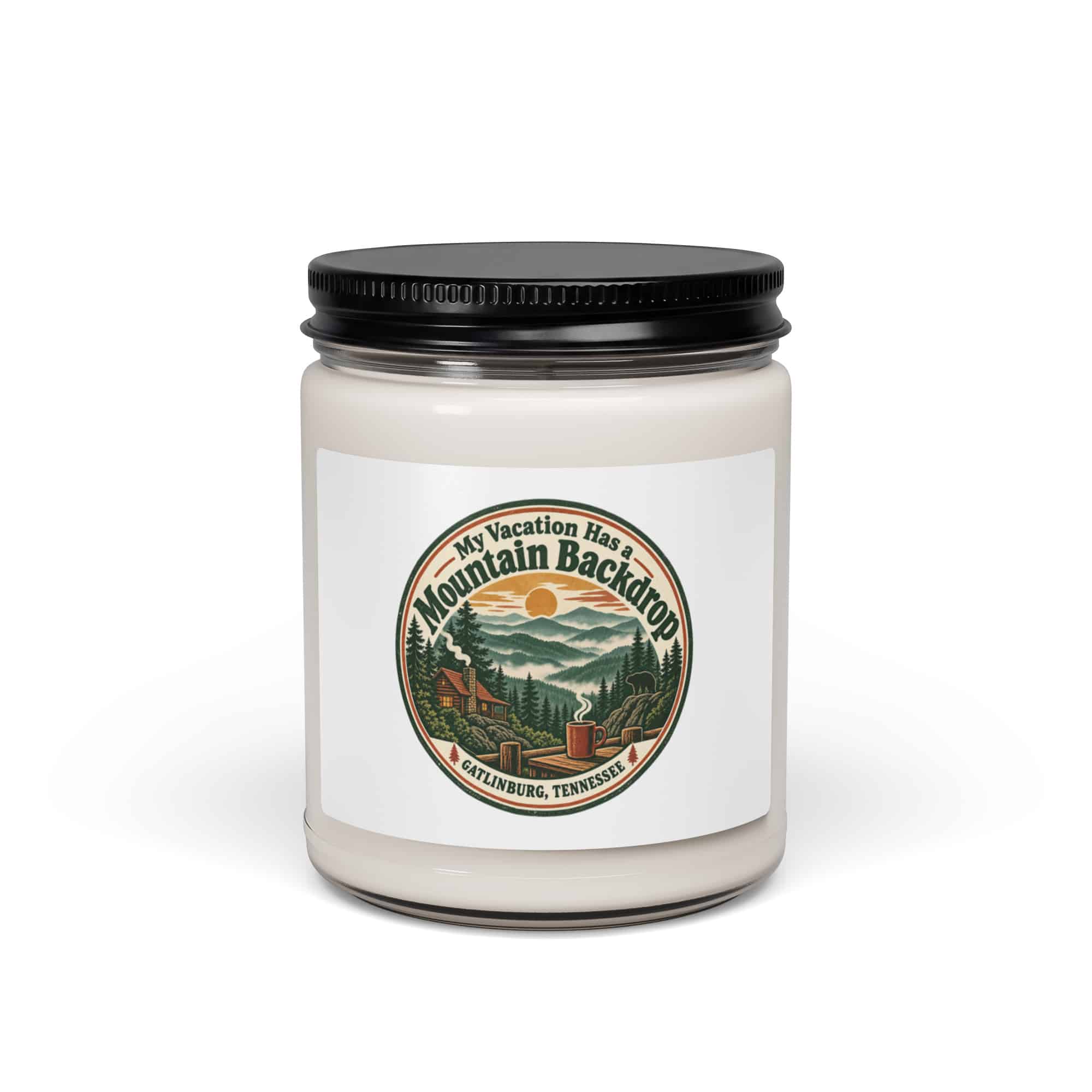 Gatlinburg and the Smokies Soy Wax Candle: My Vacation Has a Mountain Backdrop, Vintage Round Badge
