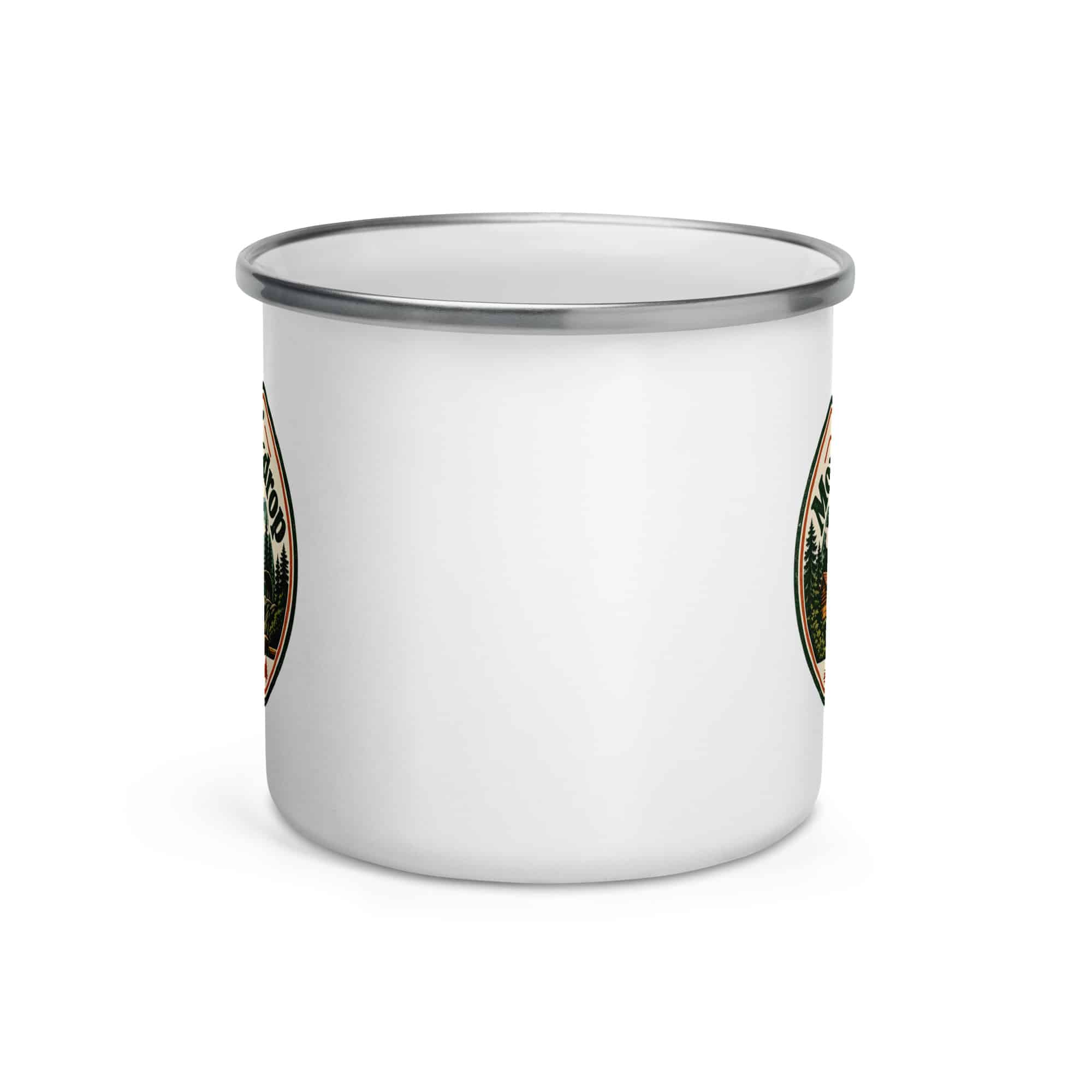 Gatlinburg and the Smokies Enamel Camp Mug: My Vacation Has a Mountain Backdrop, Vintage Round Badge