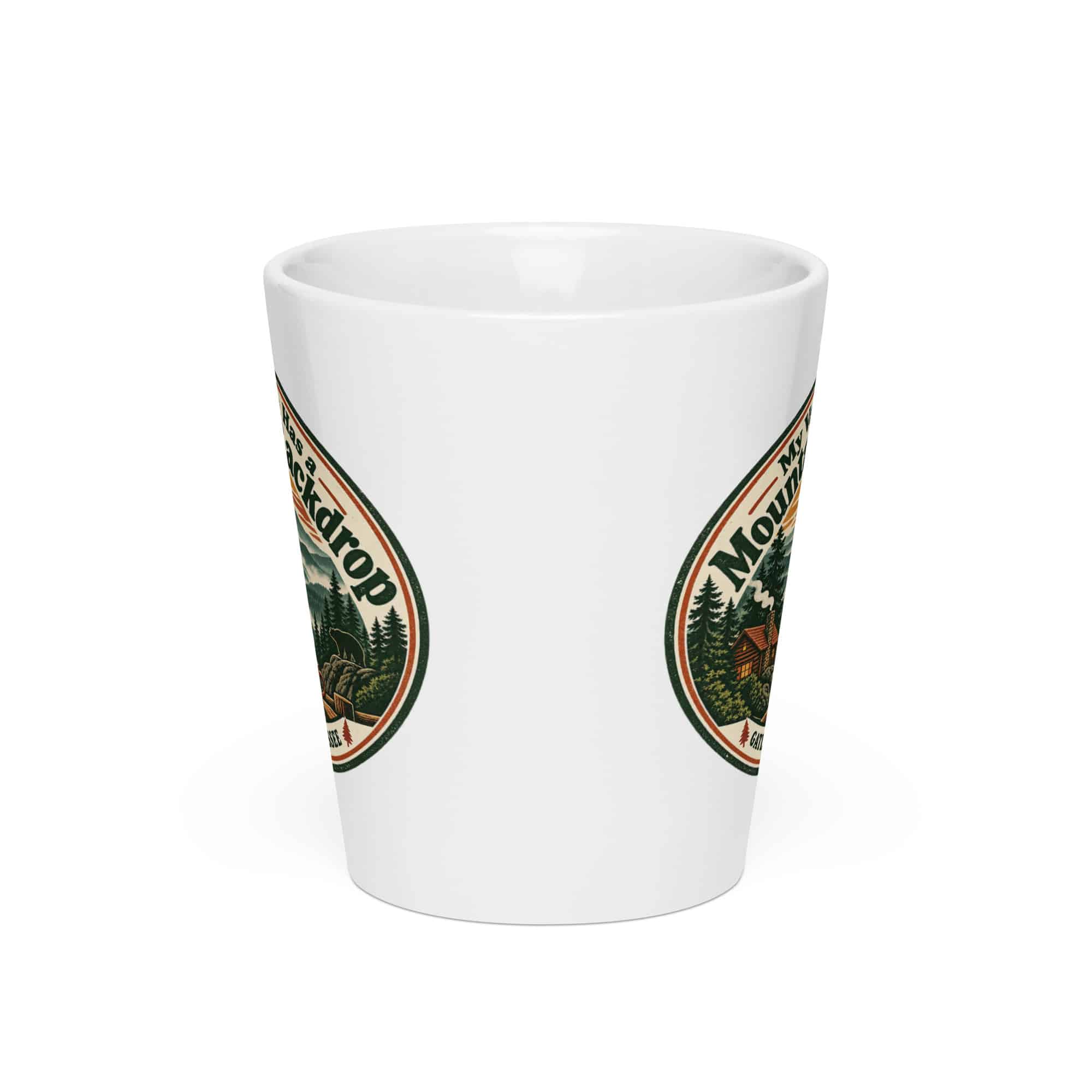Gatlinburg and the Smokies Latte Mug: My Vacation Has a Mountain Backdrop, Vintage Round Badge