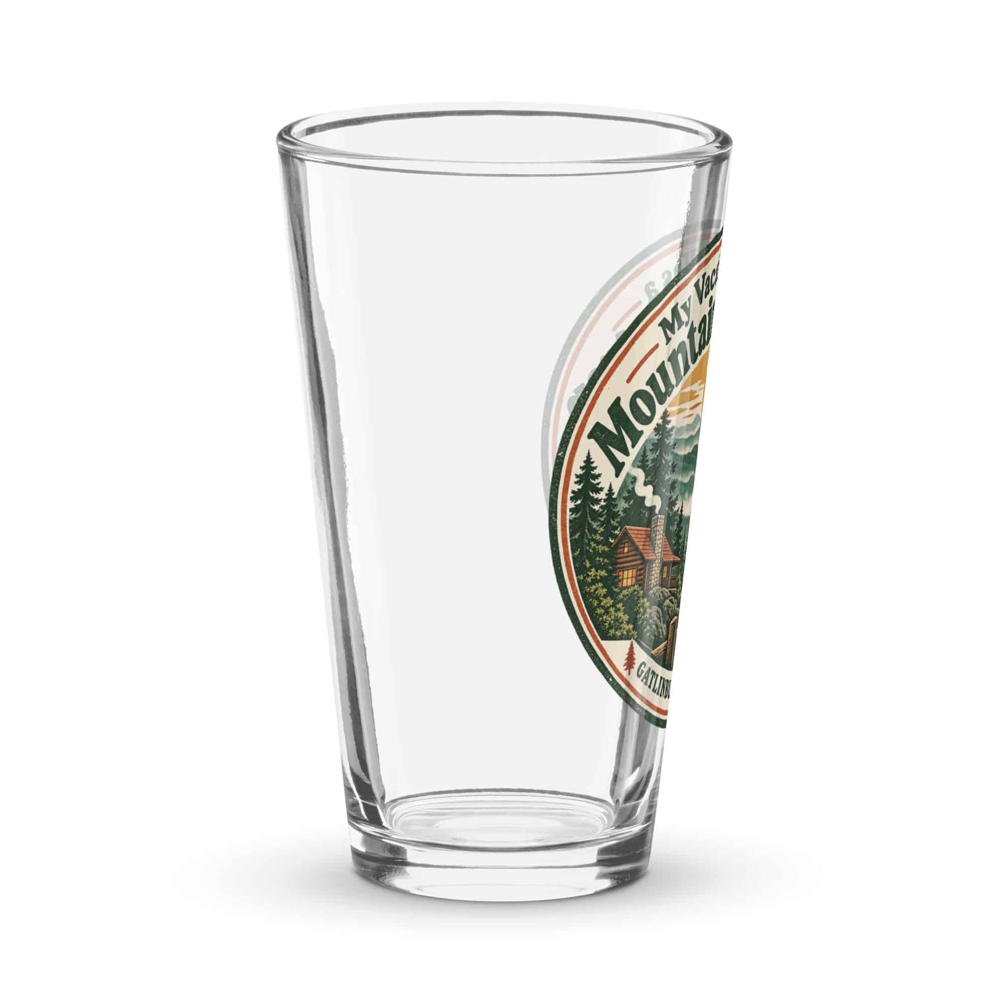 Gatlinburg and the Smokies Pint Glass: My Vacation Has a Mountain Backdrop, Vintage Round Badge