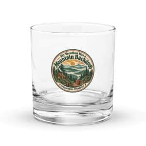 Gatlinburg and the Smokies Rocks Glass: My Vacation Has a Mountain Backdrop, Vintage Round Badge - 10.5 oz - Main