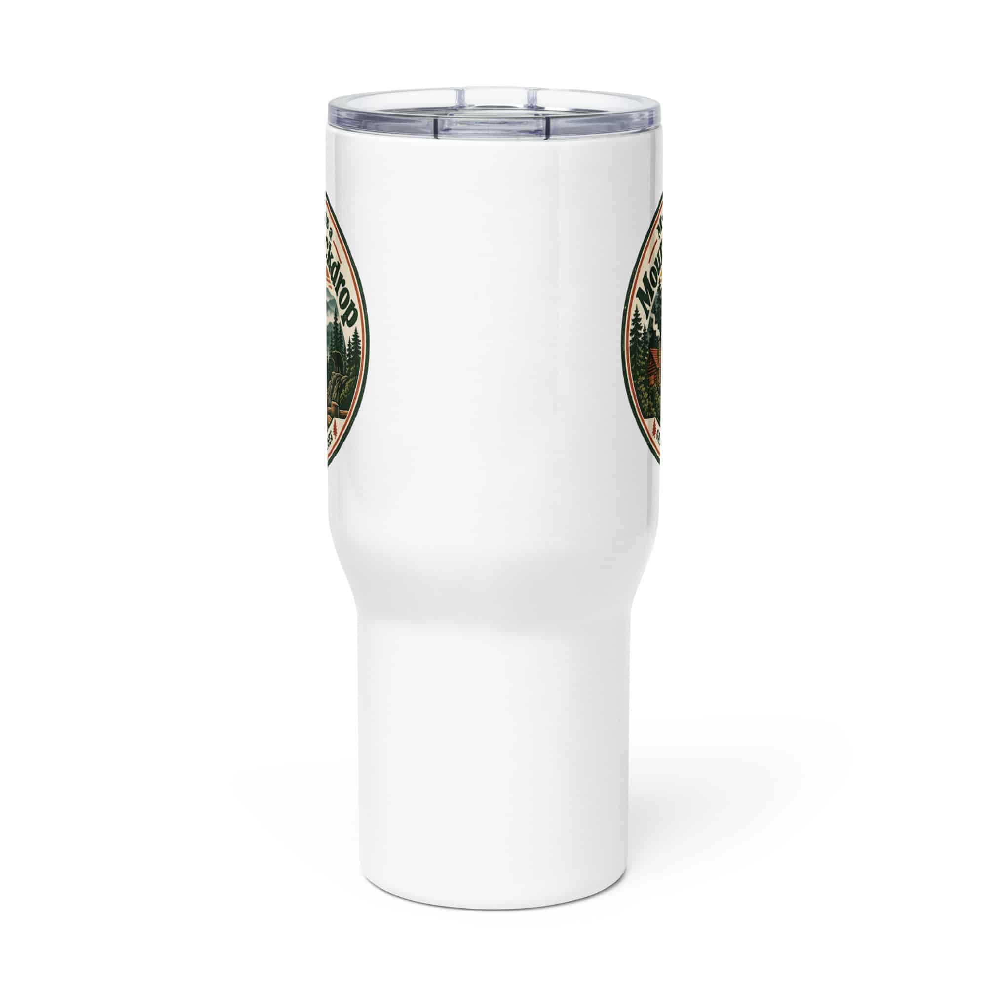 Gatlinburg and the Smokies Travel Mug: My Vacation Has a Mountain Backdrop, Vintage Round Badge