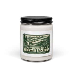 Gatlinburg and the Smokies Soy Wax Candle: My Vacation Has a Mountain Backdrop, Forest Ink Stamp - 9oz - Main