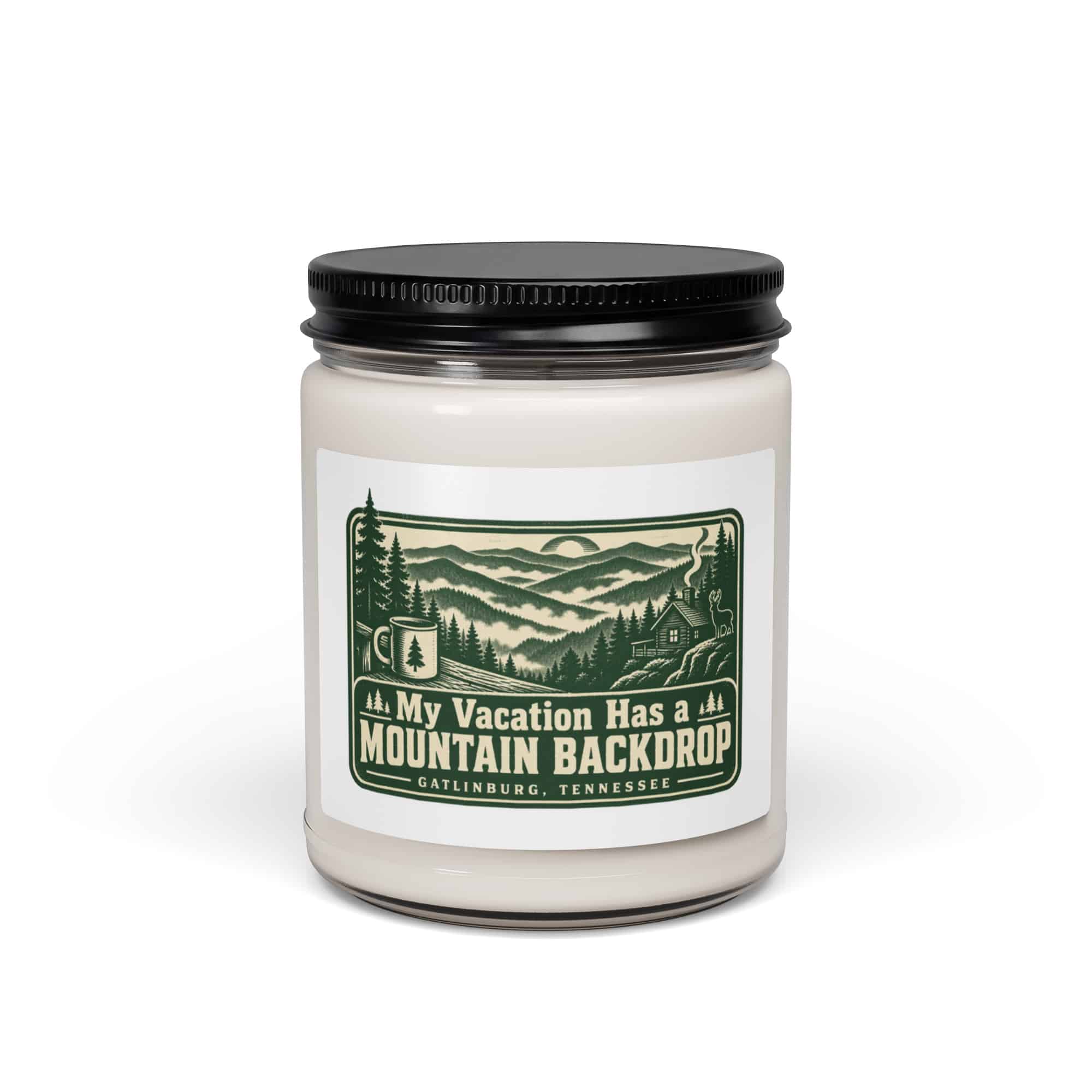 Gatlinburg and the Smokies Soy Wax Candle: My Vacation Has a Mountain Backdrop, Forest Ink Stamp