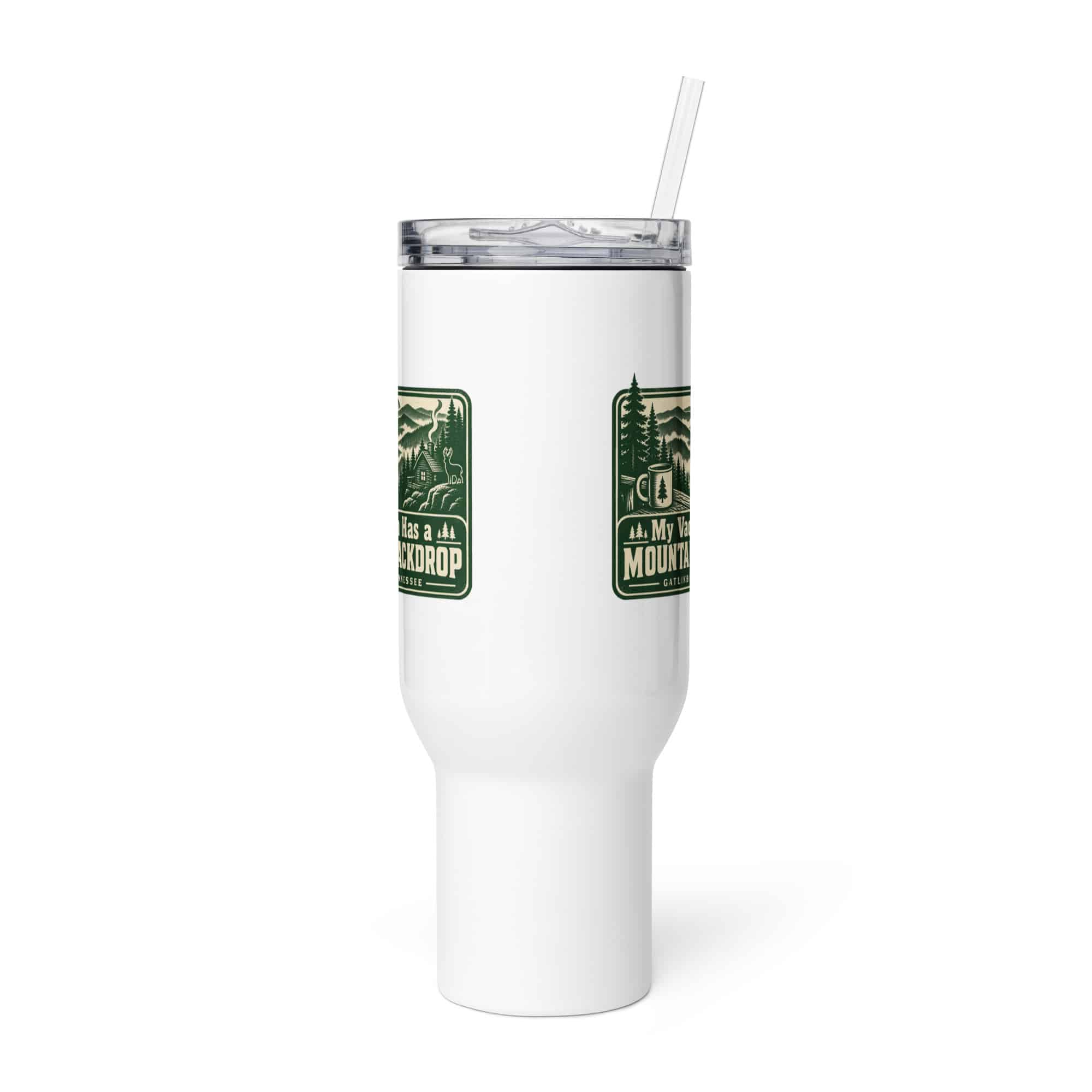 Gatlinburg and the Smokies Travel Mug: My Vacation Has a Mountain Backdrop, Forest Ink Stamp