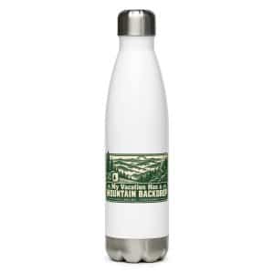 Gatlinburg and the Smokies Stainless Steel Water Bottle: My Vacation Has a Mountain Backdrop, Forest Ink Stamp - 17 oz - Main