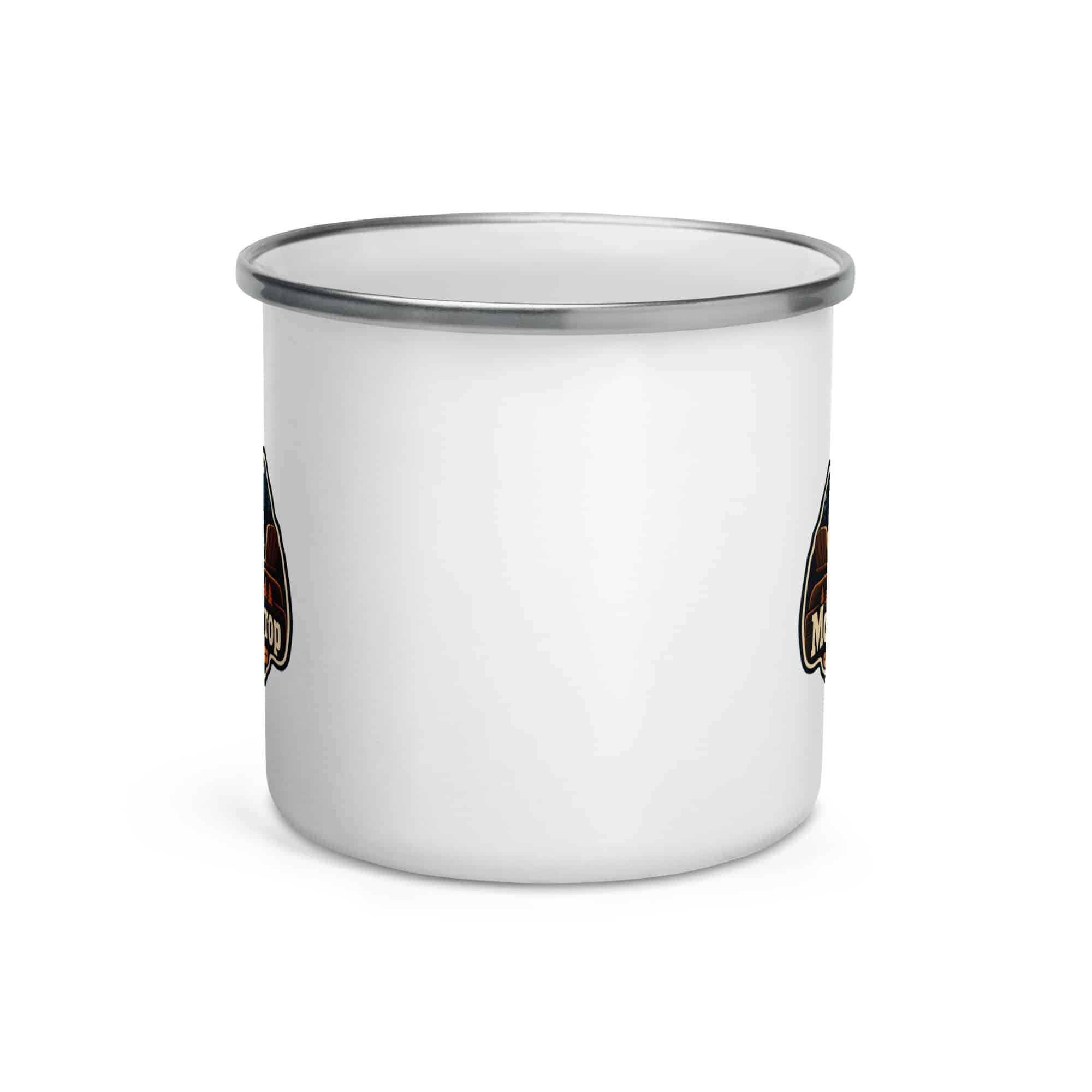 Gatlinburg and the Smokies Enamel Camp Mug: My Vacation Has a Mountain Backdrop, Scenic Shield Badge