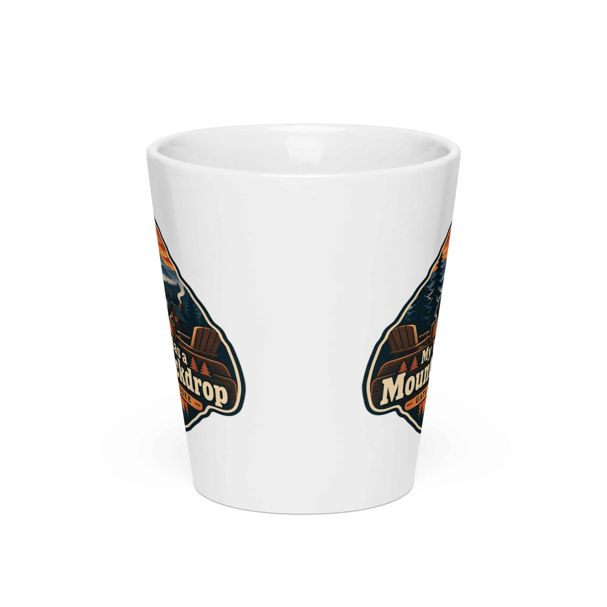 Gatlinburg and the Smokies Latte Mug: My Vacation Has a Mountain Backdrop, Scenic Shield Badge