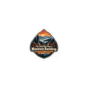Gatlinburg and the Smokies Die-Cut Magnet: My Vacation Has a Mountain Backdrop, Scenic Shield Badge - 3″×3″ - Main