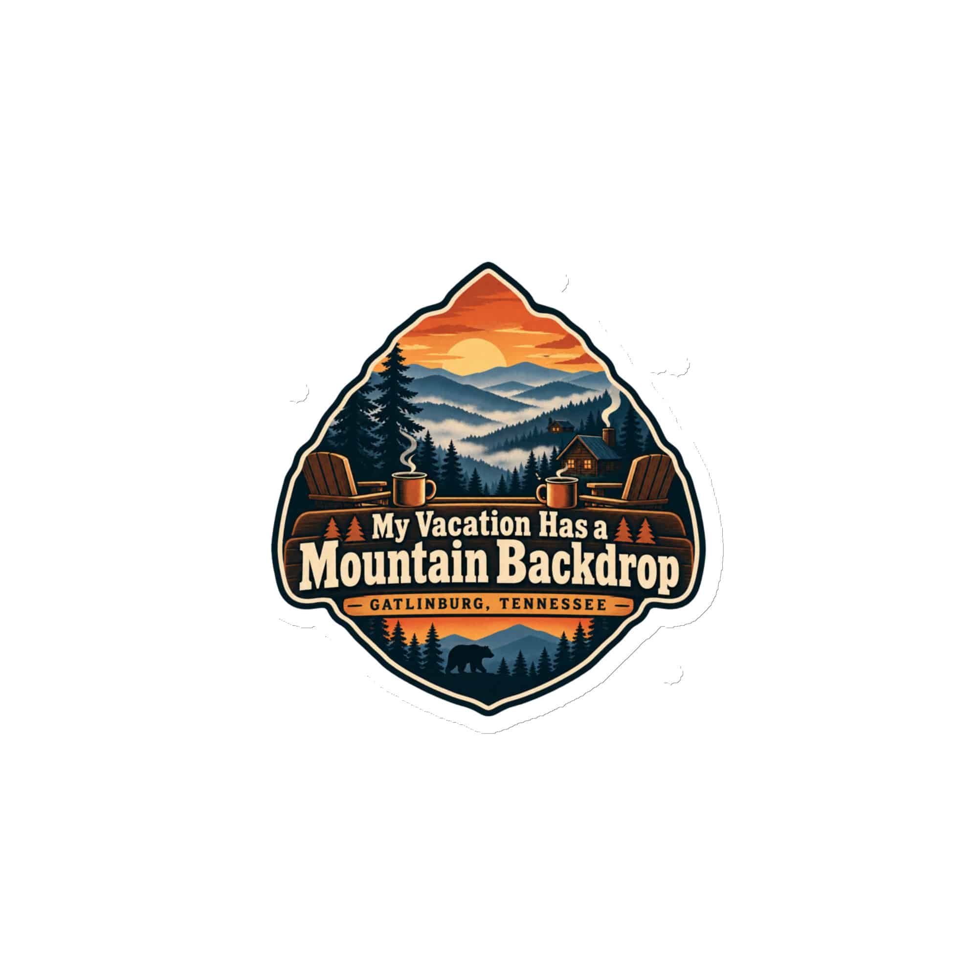 Gatlinburg and the Smokies Die-Cut Magnet: My Vacation Has a Mountain Backdrop, Scenic Shield Badge