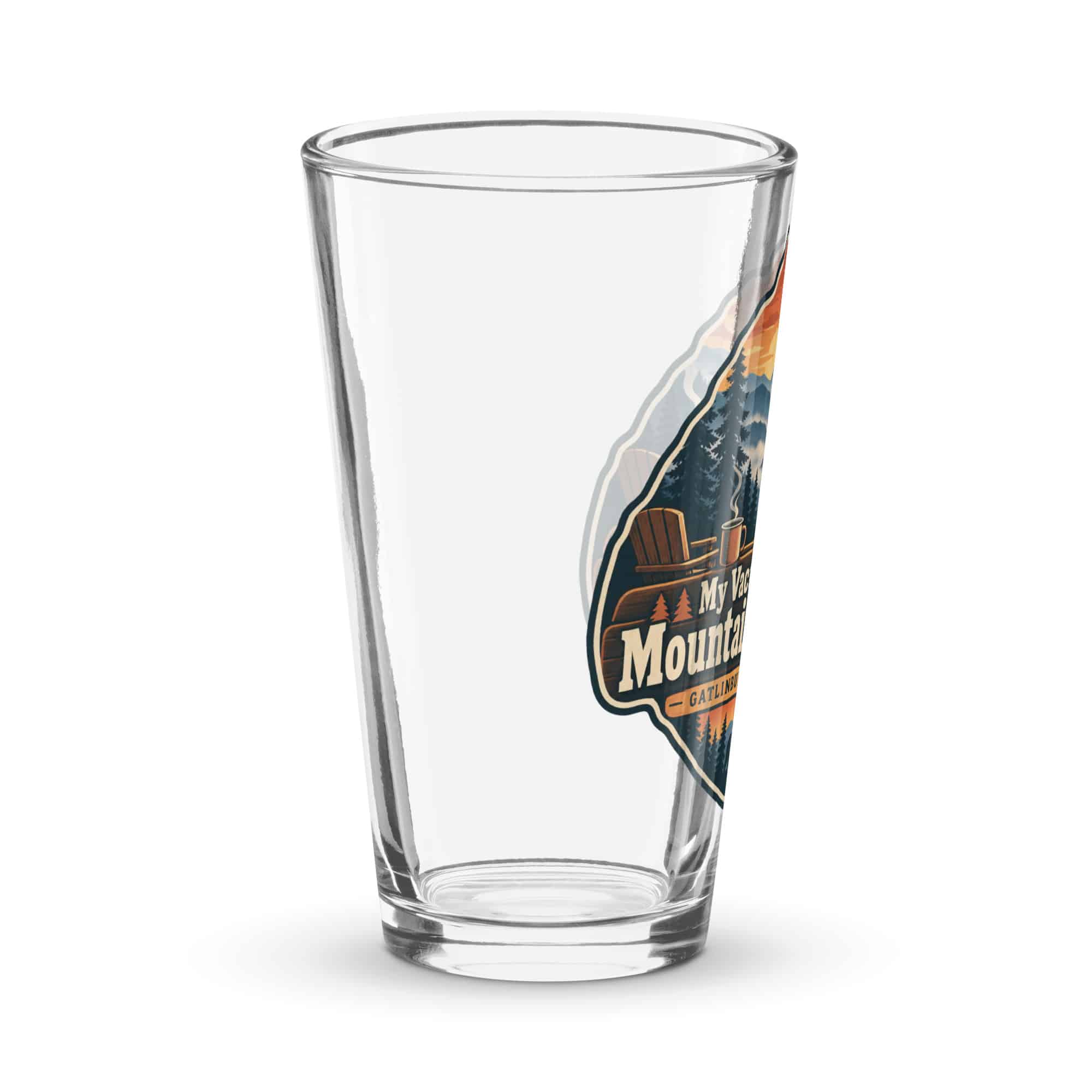 Gatlinburg and the Smokies Pint Glass: My Vacation Has a Mountain Backdrop, Scenic Shield Badge