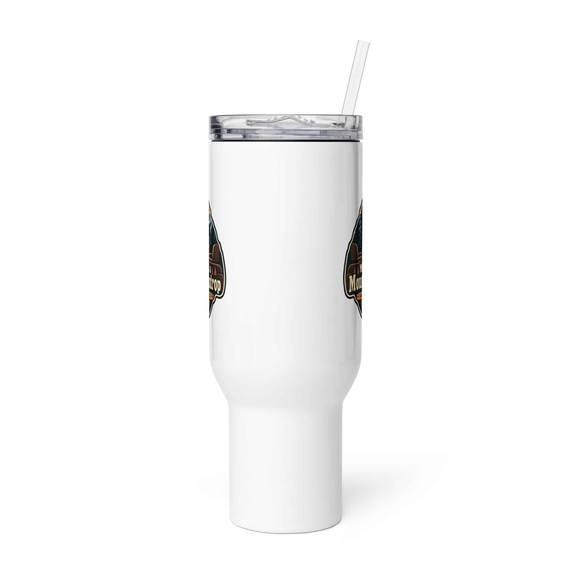 Gatlinburg and the Smokies Travel Mug: My Vacation Has a Mountain Backdrop, Scenic Shield Badge