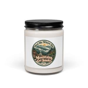 Gatlinburg and the Smokies Soy Wax Candle: Meet Me Where the Mountains Get Smoky, Vintage Round Badge - 9oz - Main