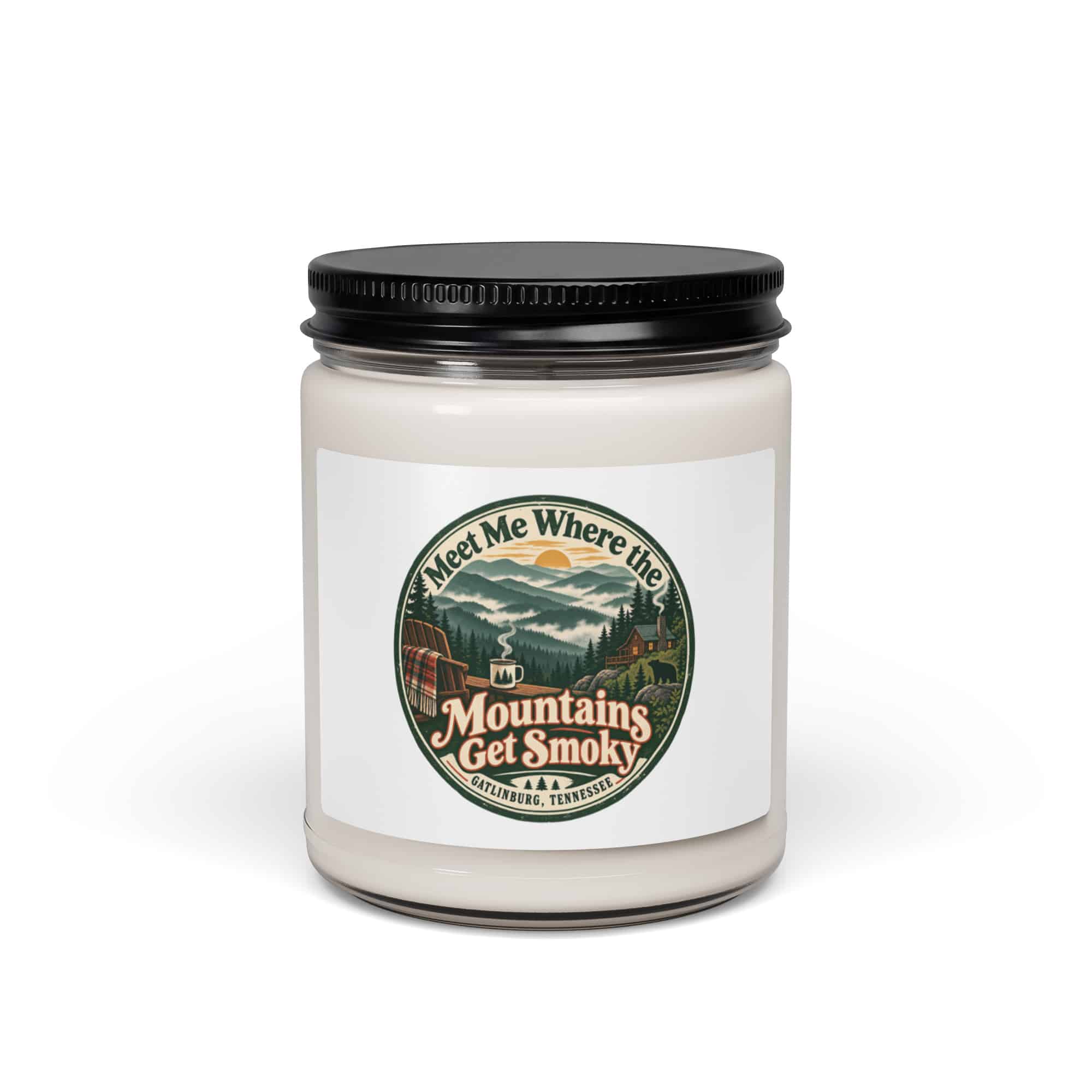 Gatlinburg and the Smokies Soy Wax Candle: Meet Me Where the Mountains Get Smoky, Vintage Round Badge