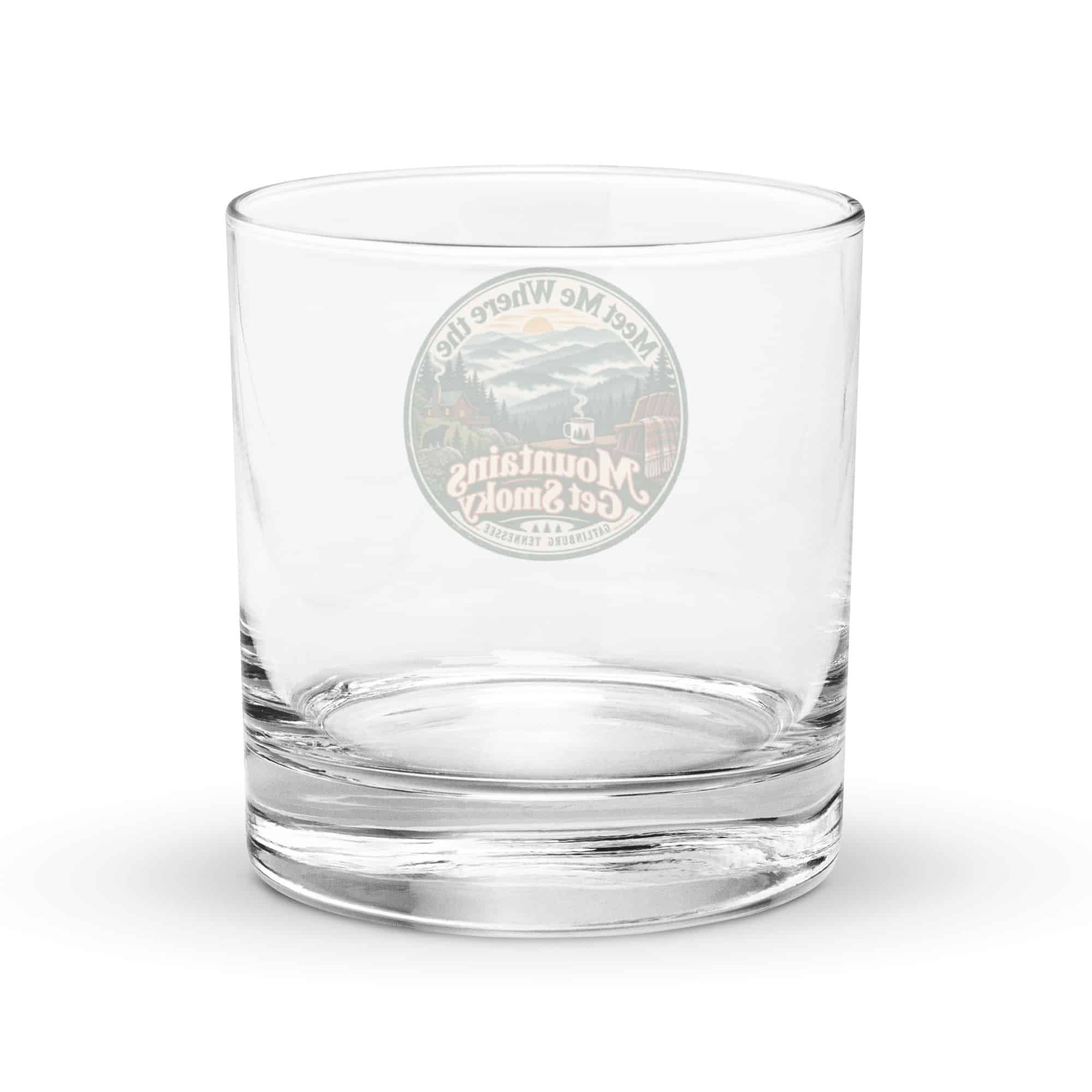 Gatlinburg and the Smokies Rocks Glass: Meet Me Where the Mountains Get Smoky, Vintage Round Badge