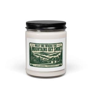 Gatlinburg and the Smokies Soy Wax Candle: Meet Me Where the Mountains Get Smoky, Forest Ink Stamp - 9oz - Main