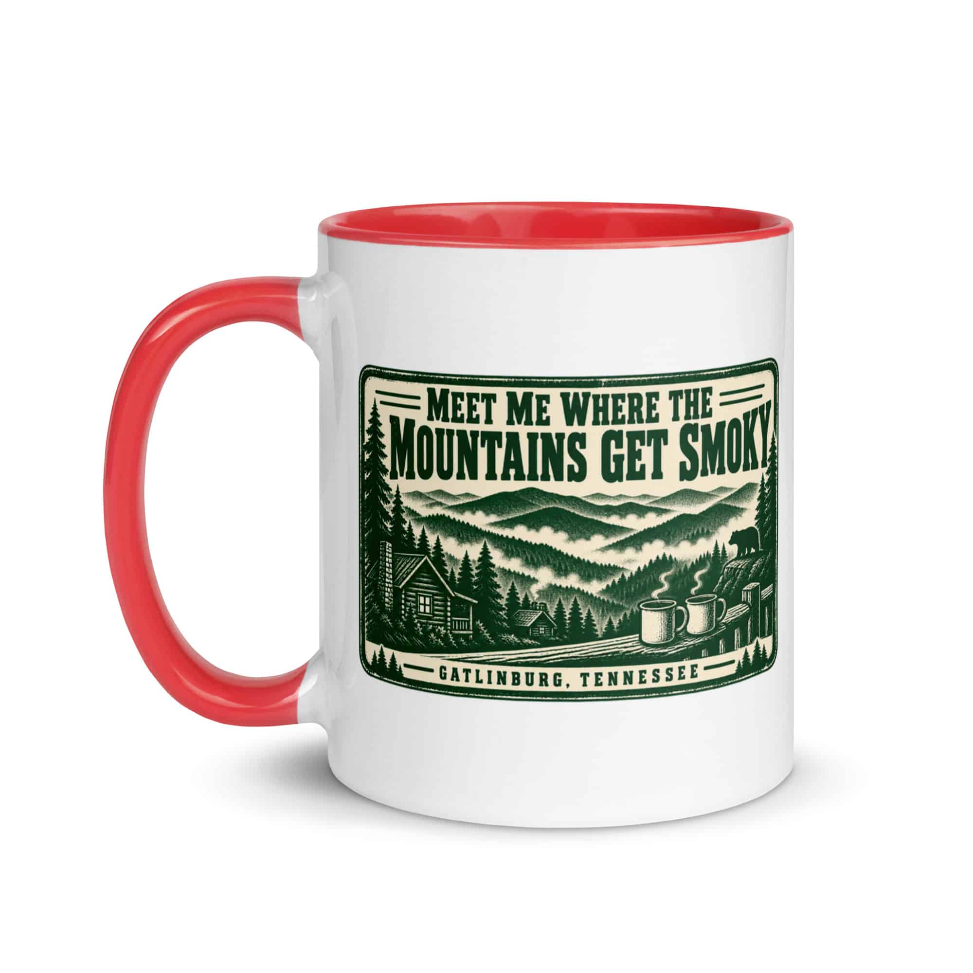 Gatlinburg and the Smokies Color Inside Coffee Mug: Meet Me Where the Mountains Get Smoky, Forest Ink Stamp