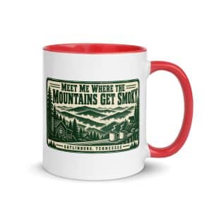 Gatlinburg and the Smokies Color Inside Coffee Mug: Meet Me Where the Mountains Get Smoky, Forest Ink Stamp - 11 oz - Main
