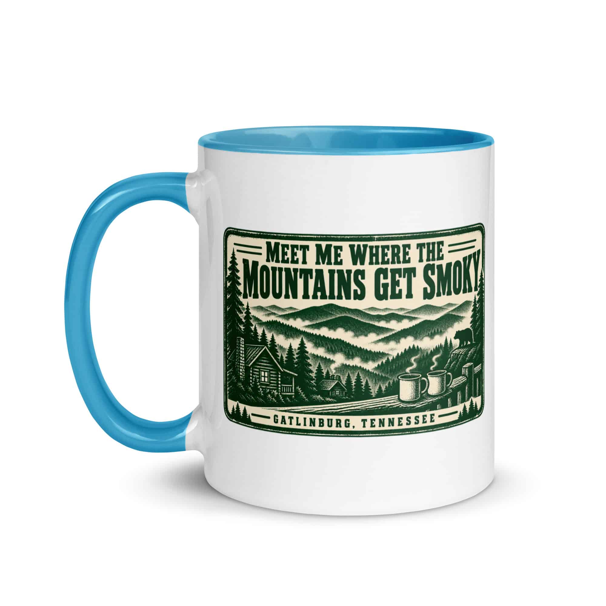 Gatlinburg and the Smokies Color Inside Coffee Mug: Meet Me Where the Mountains Get Smoky, Forest Ink Stamp