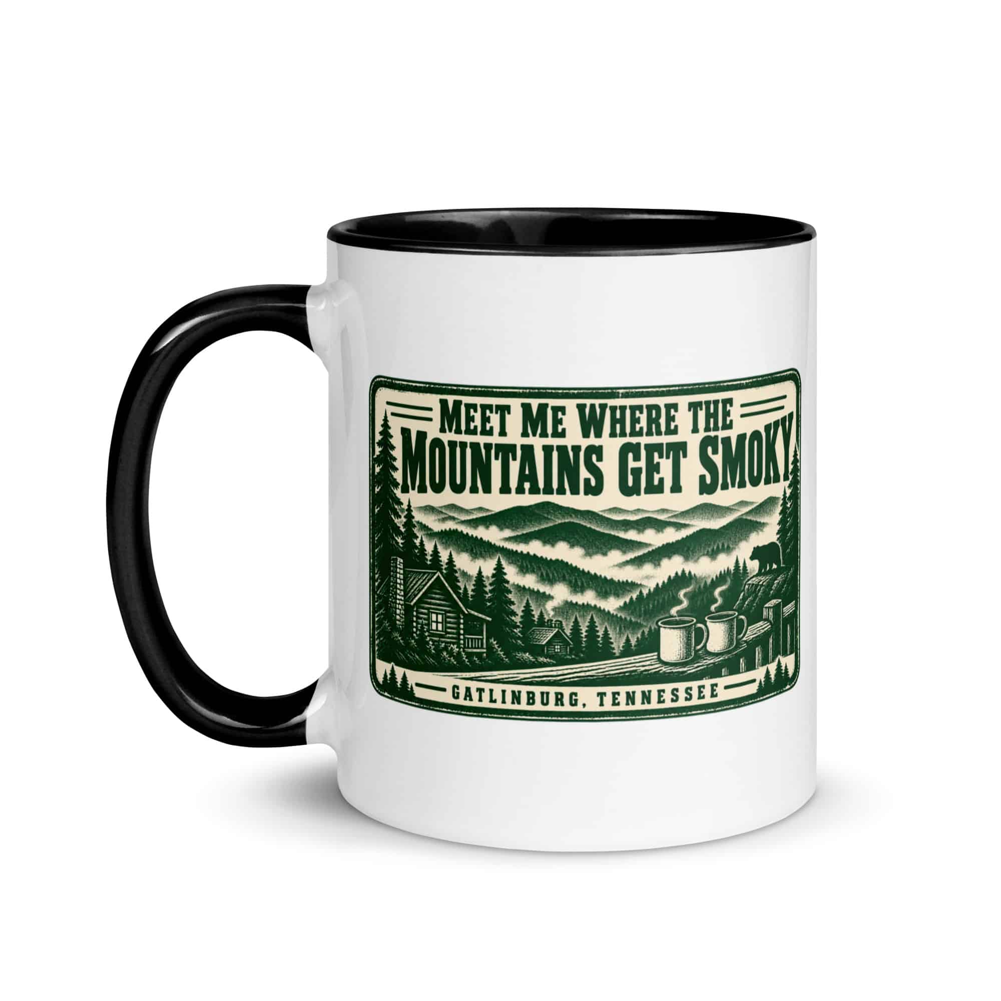 Gatlinburg and the Smokies Color Inside Coffee Mug: Meet Me Where the Mountains Get Smoky, Forest Ink Stamp