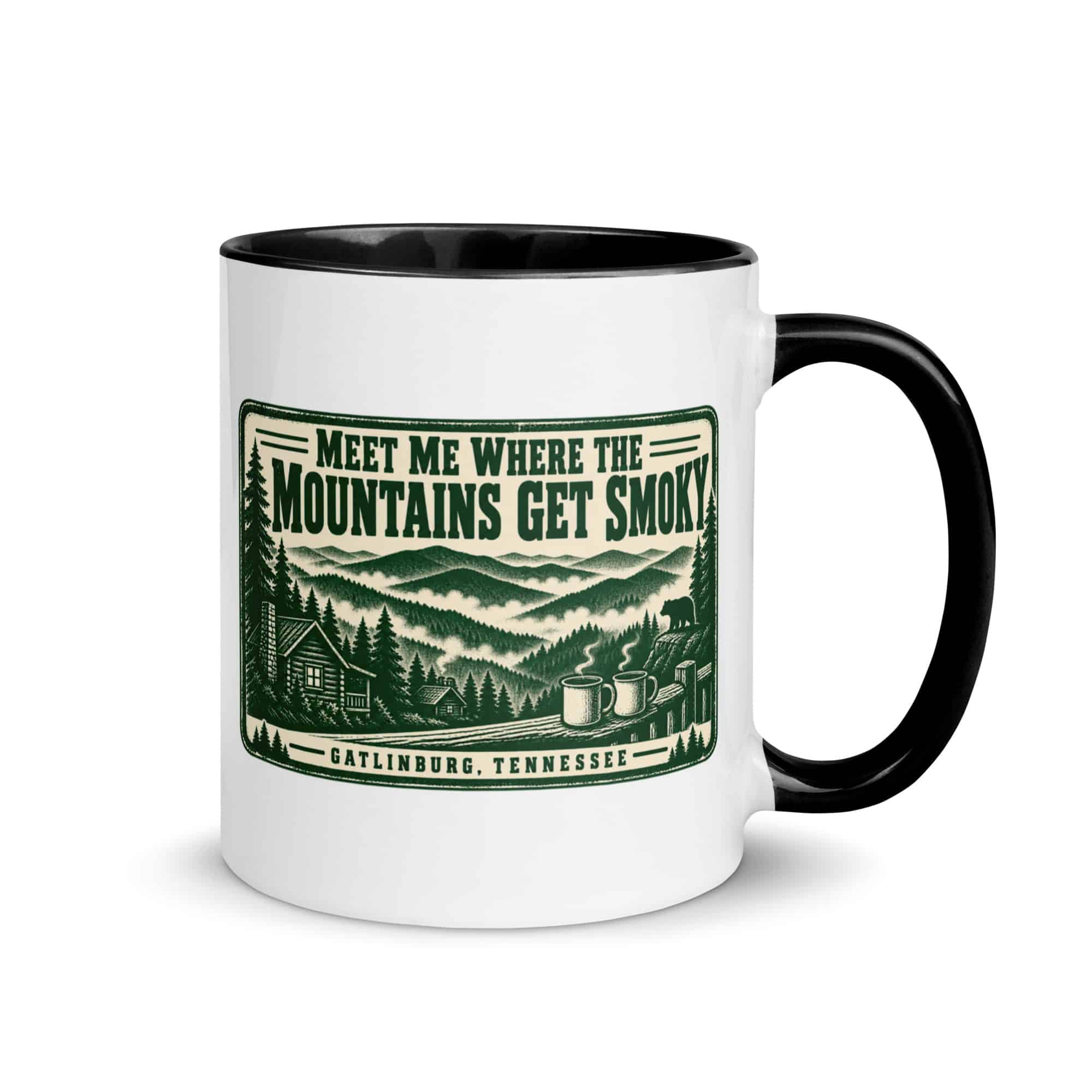 Gatlinburg and the Smokies Color Inside Coffee Mug: Meet Me Where the Mountains Get Smoky, Forest Ink Stamp