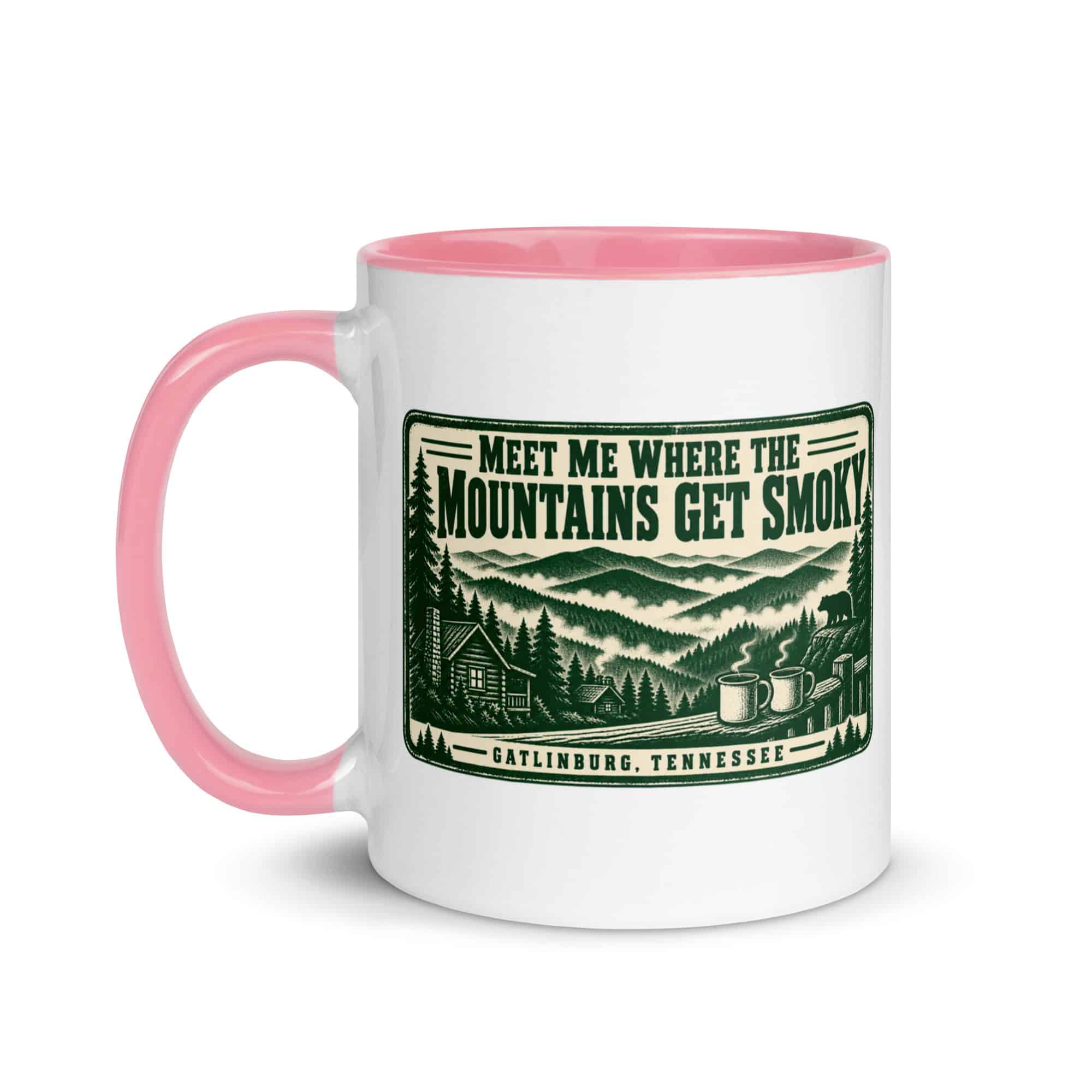 Gatlinburg and the Smokies Color Inside Coffee Mug: Meet Me Where the Mountains Get Smoky, Forest Ink Stamp