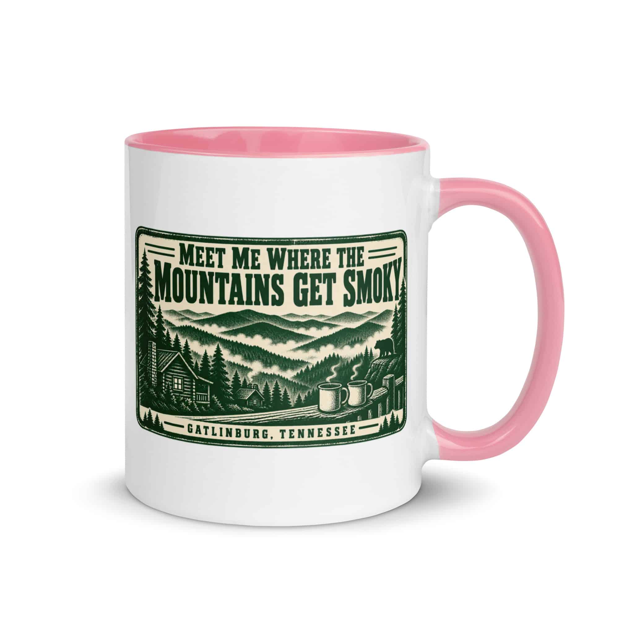Gatlinburg and the Smokies Color Inside Coffee Mug: Meet Me Where the Mountains Get Smoky, Forest Ink Stamp
