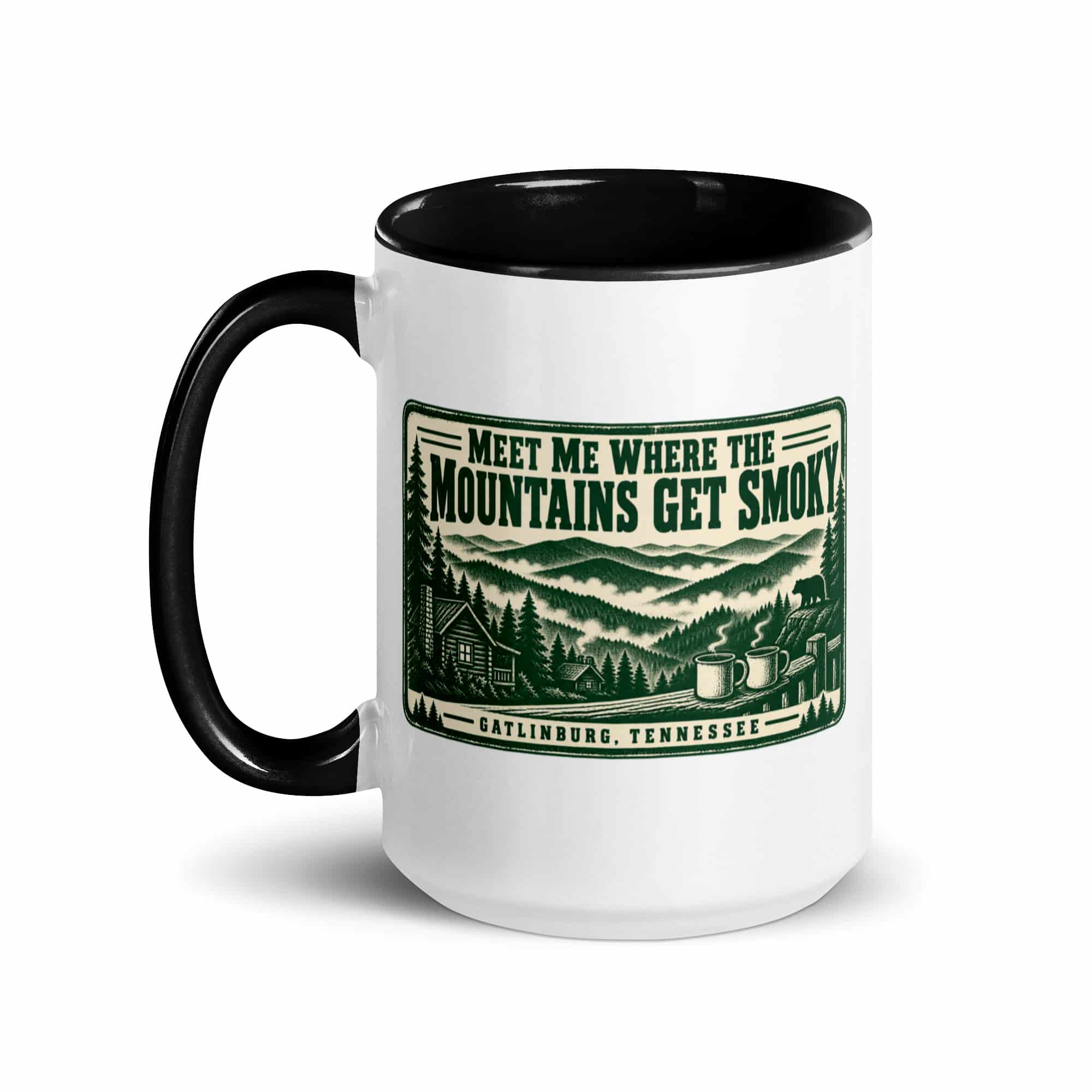 Gatlinburg and the Smokies Color Inside Coffee Mug: Meet Me Where the Mountains Get Smoky, Forest Ink Stamp