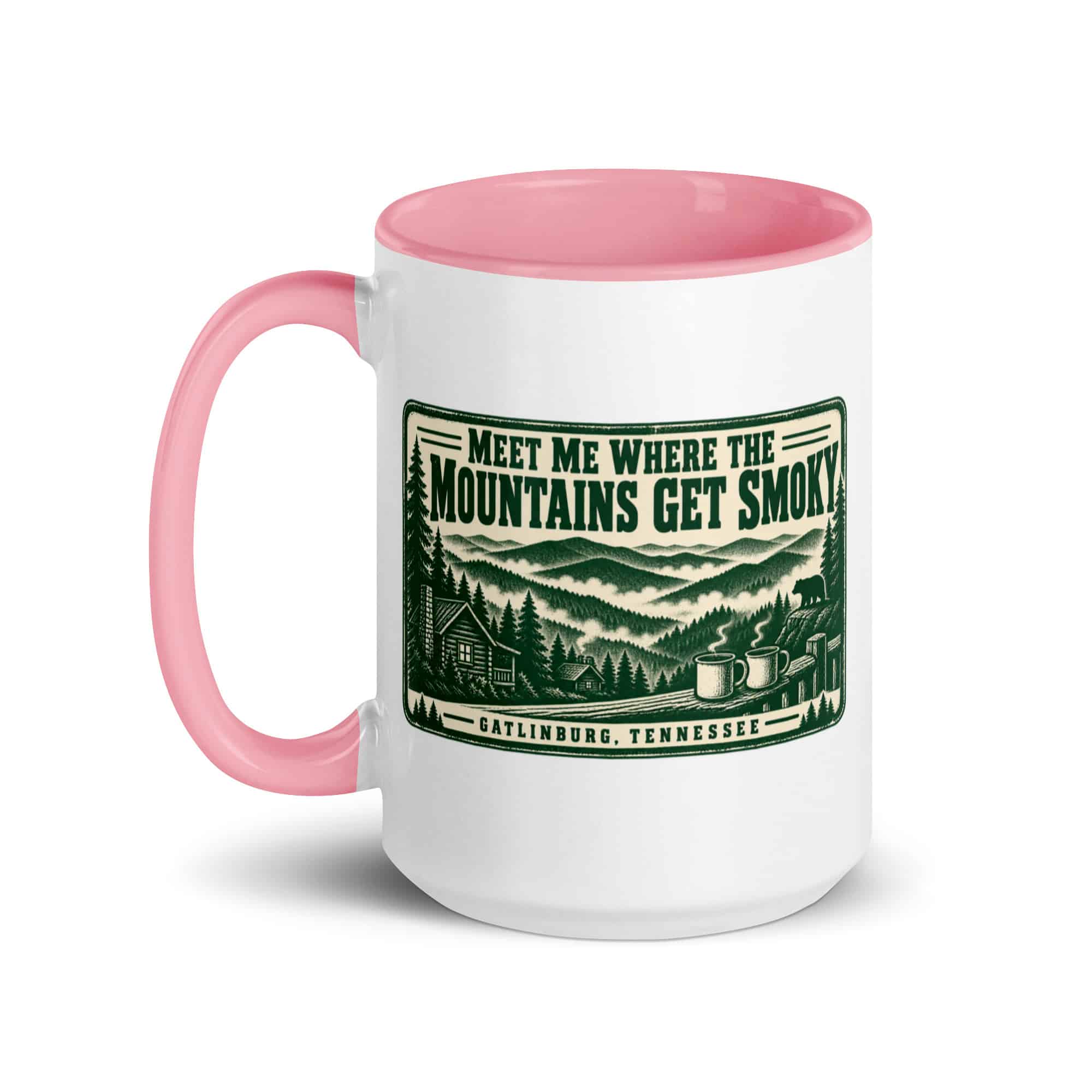 Gatlinburg and the Smokies Color Inside Coffee Mug: Meet Me Where the Mountains Get Smoky, Forest Ink Stamp