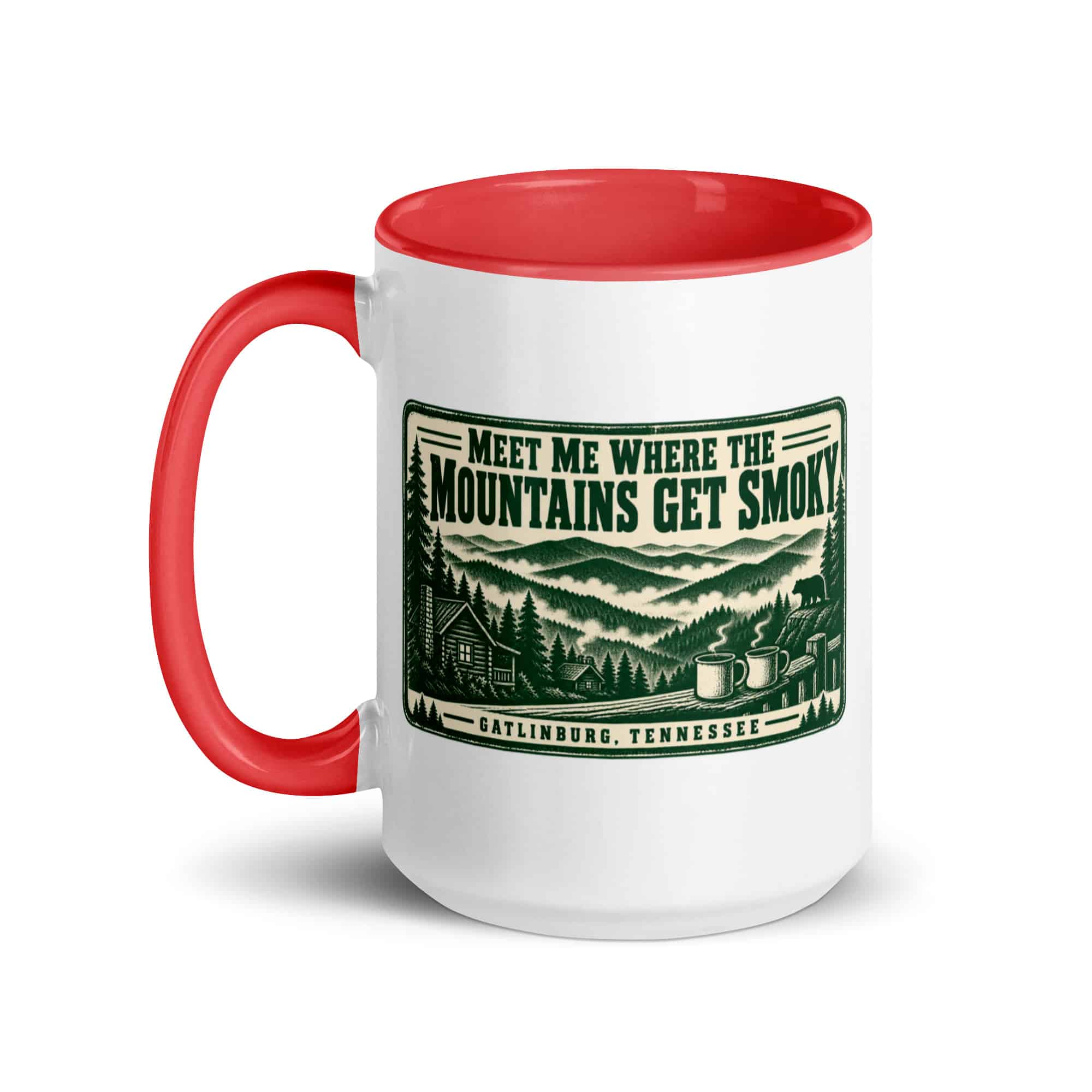 Gatlinburg and the Smokies Color Inside Coffee Mug: Meet Me Where the Mountains Get Smoky, Forest Ink Stamp
